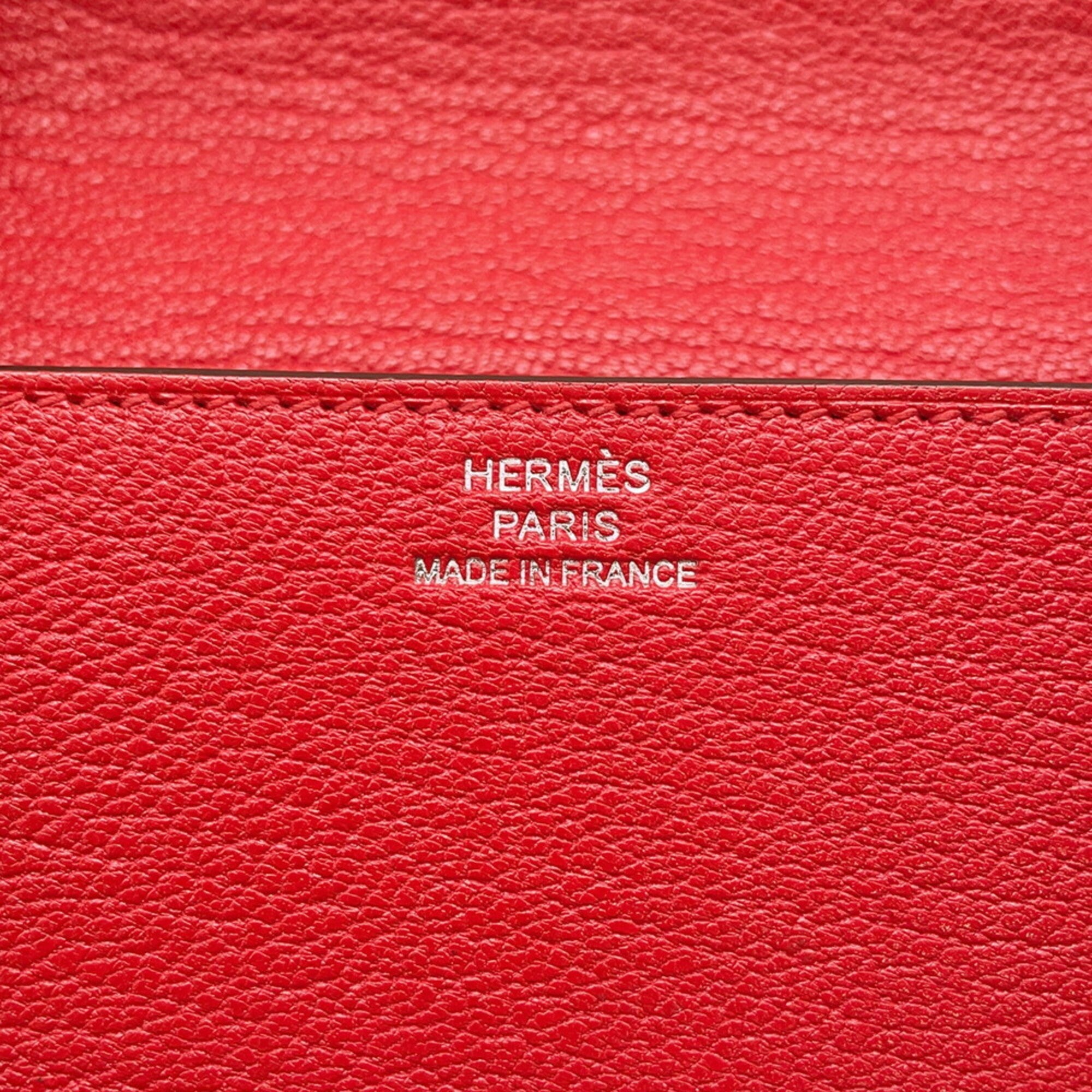 Hermes Red Color Chevre Myzore Leather Wallet (Bi-Fold) (Pre-Owned)