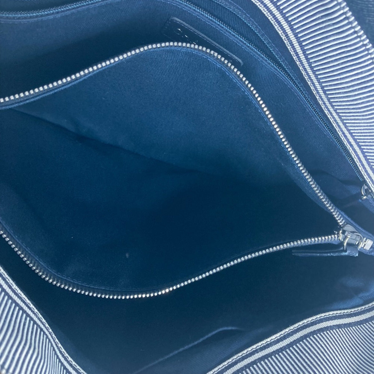Chanel Blue White Denim Leather Handbag Shoulder Bag Tote Bag (Pre-Owned)