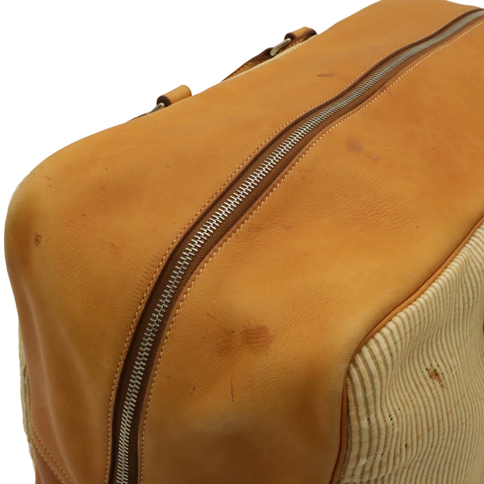 Hermes Light Brown Natural Crinoline Leather Boston Bag (Pre-Owned)
