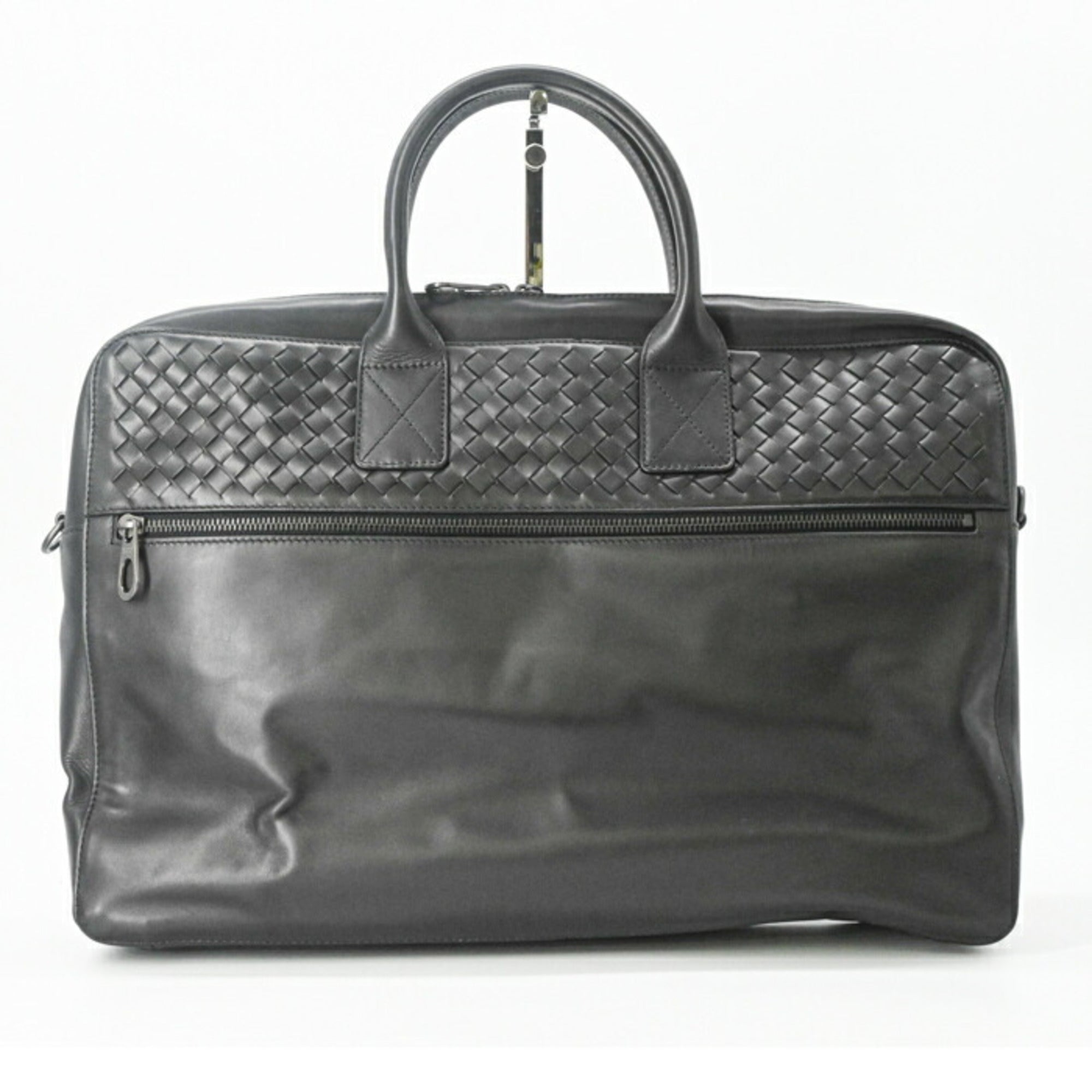 Bottega Veneta Black Intrecciato Leather Shoulder Bag (Pre-Owned)