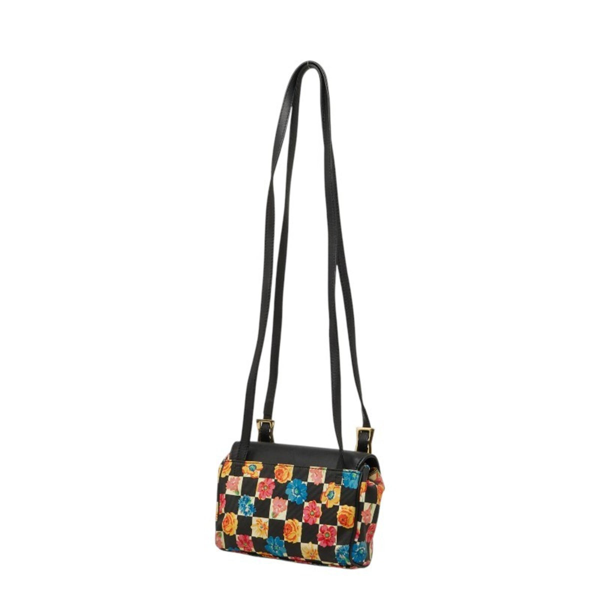 Versace Black Multi-Color Nylon Leather Shoulder Bag (Pre-Owned)