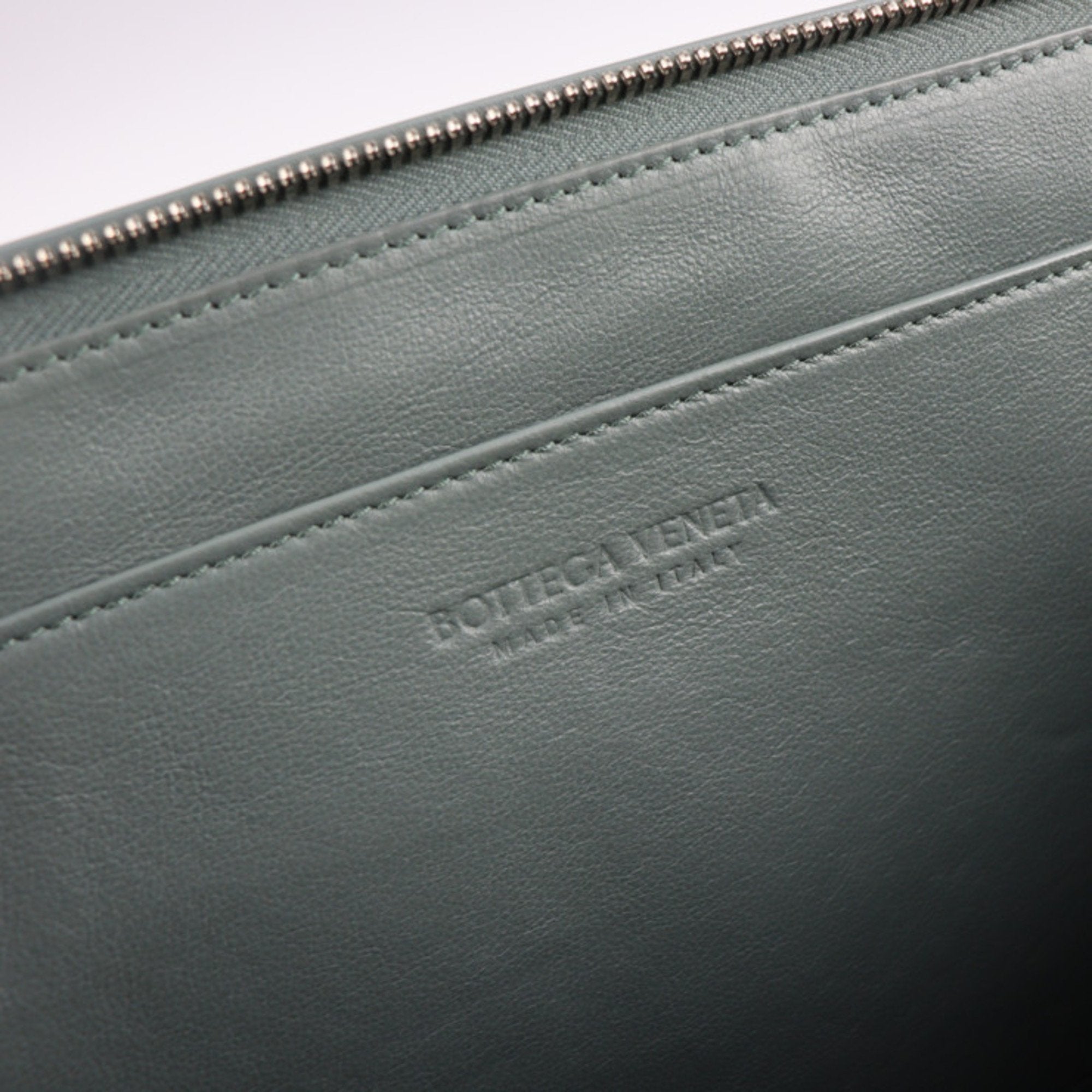 Bottega Veneta Intrecciato Gray Leather Clutch Bag Document Case (Pre-Owned)