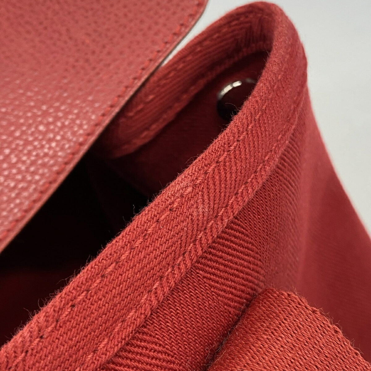 Hermes Red Color Toile Chevron Tote Bag (Pre-Owned)