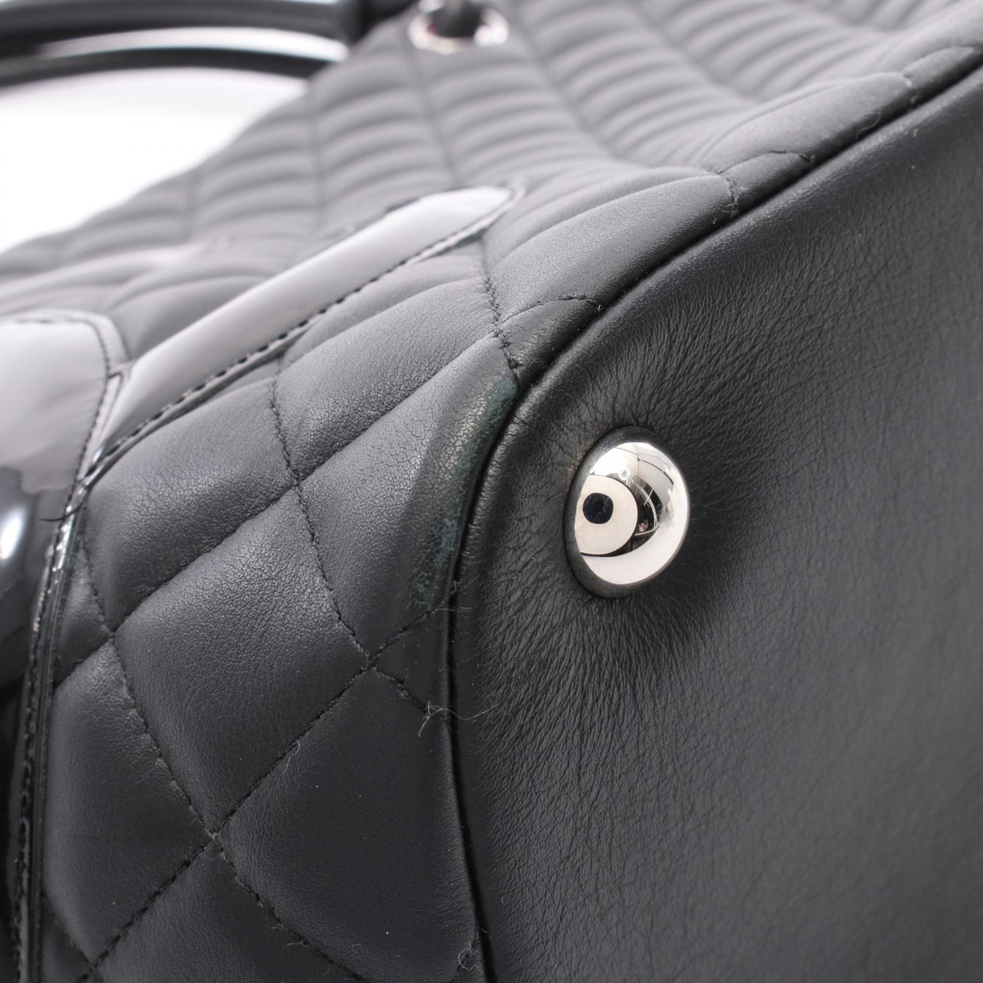Chanel Black Leather Patent Leather Tote Bag (Pre-Owned)