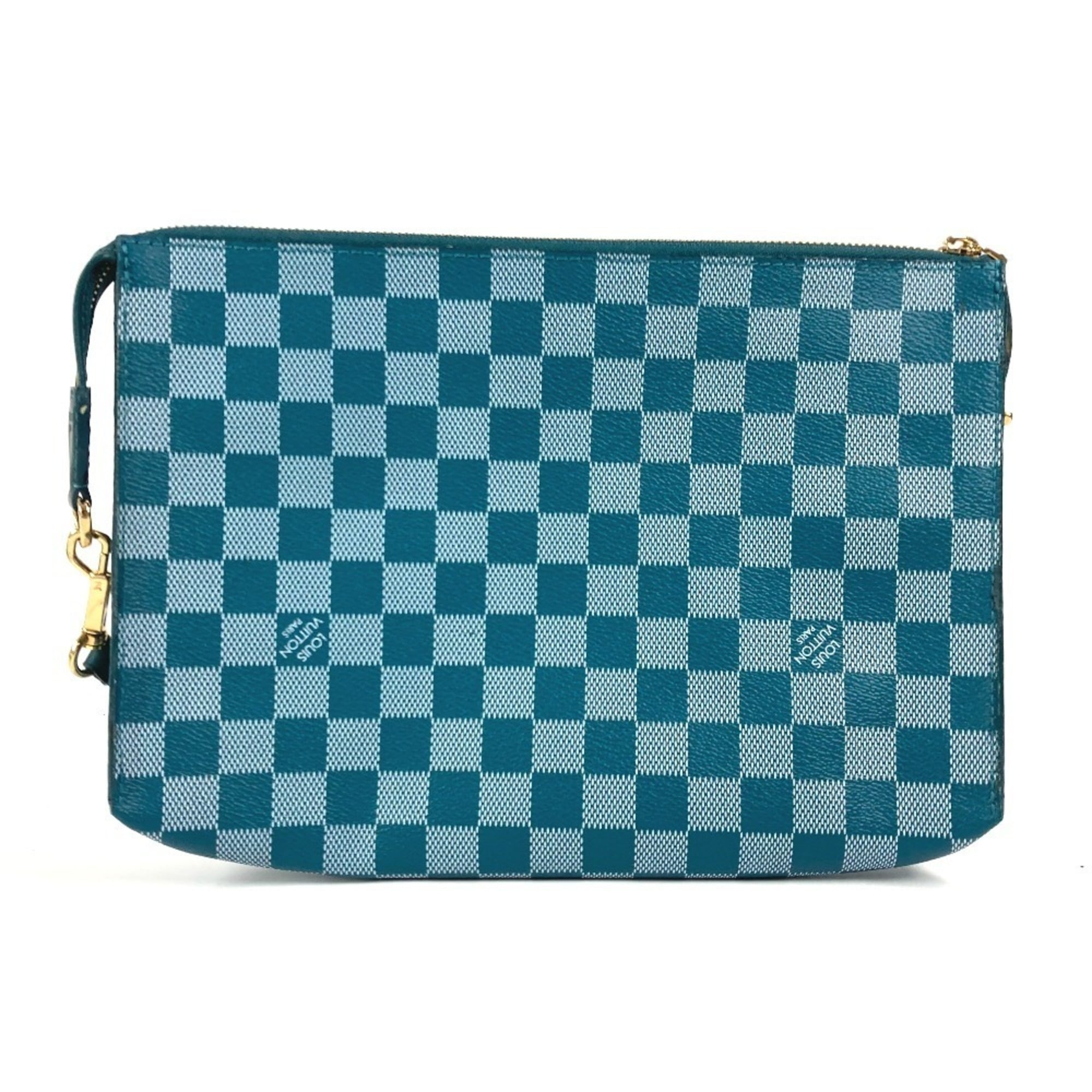 Louis Vuitton Cyan Green Pvc Leather Clutch Bag Shoulder Bag (Pre-Owned)
