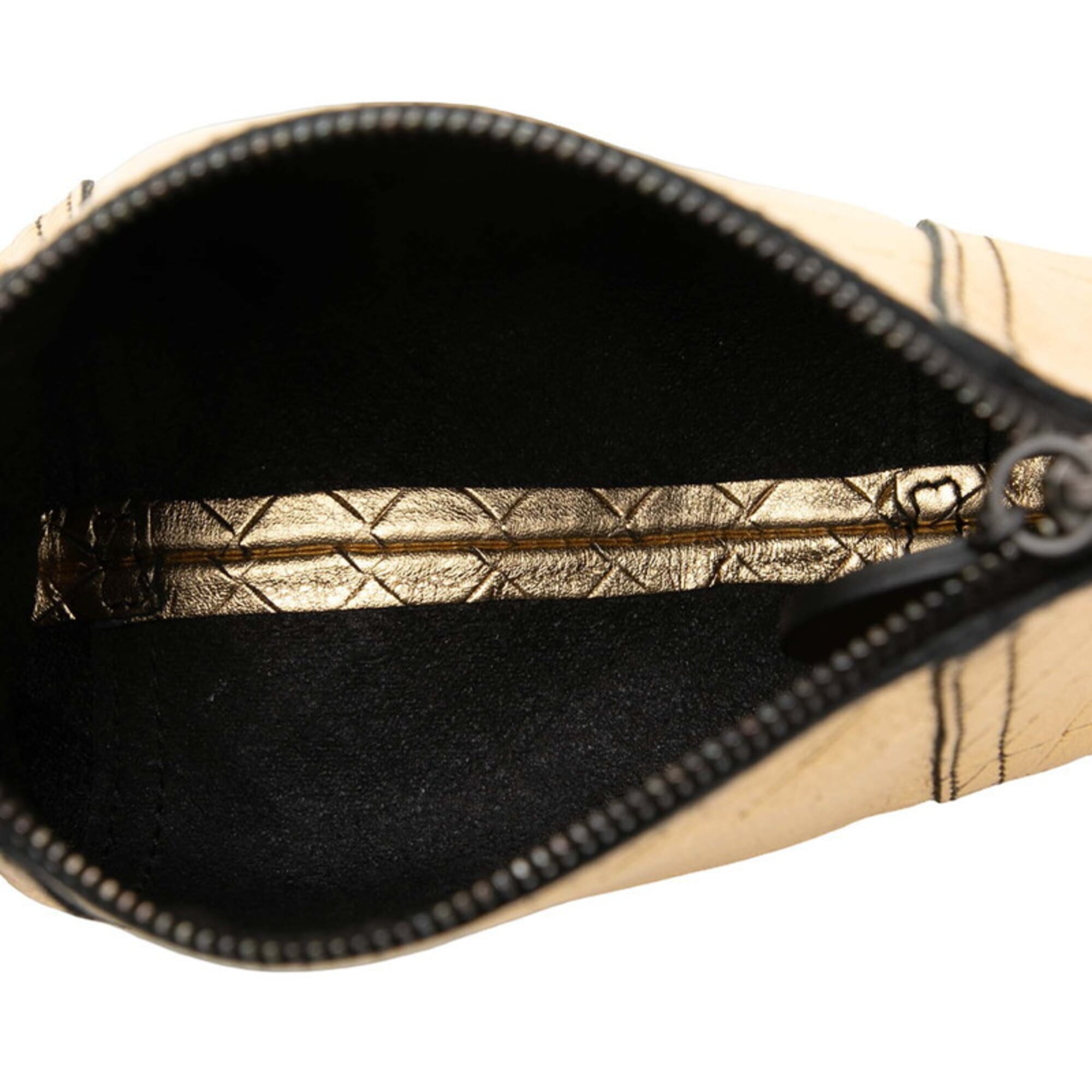 Bottega Veneta Gold Leather Handbag Pouch (Pre-Owned)