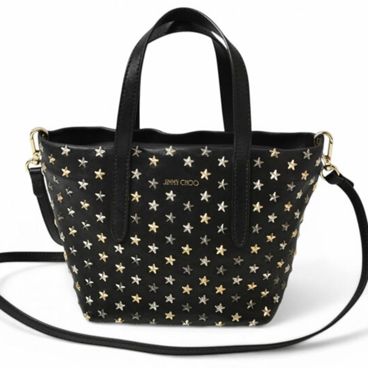 Jimmy Choo Black Leather Handbag Shoulder Bag (Pre-Owned)