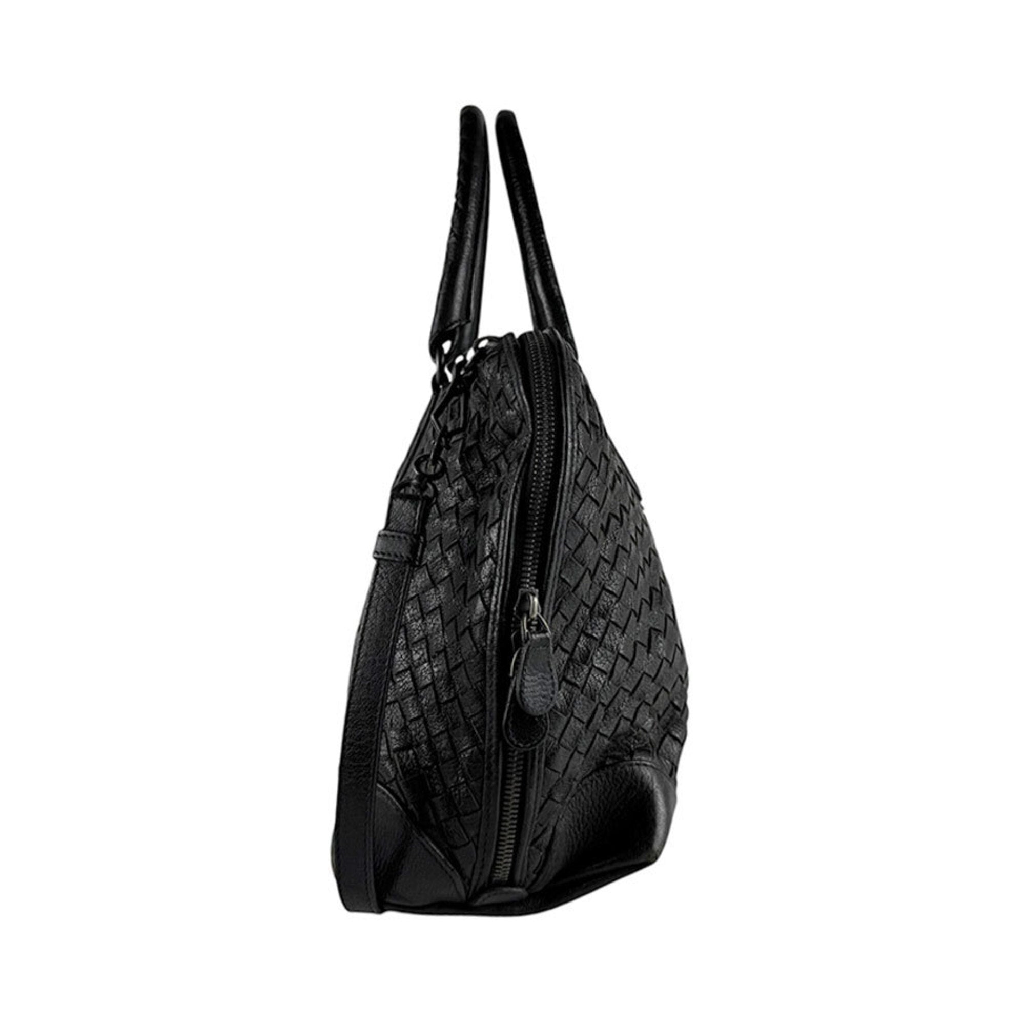 Bottega Veneta Black Intrecciato Handbag Shoulder Bag (Pre-Owned)