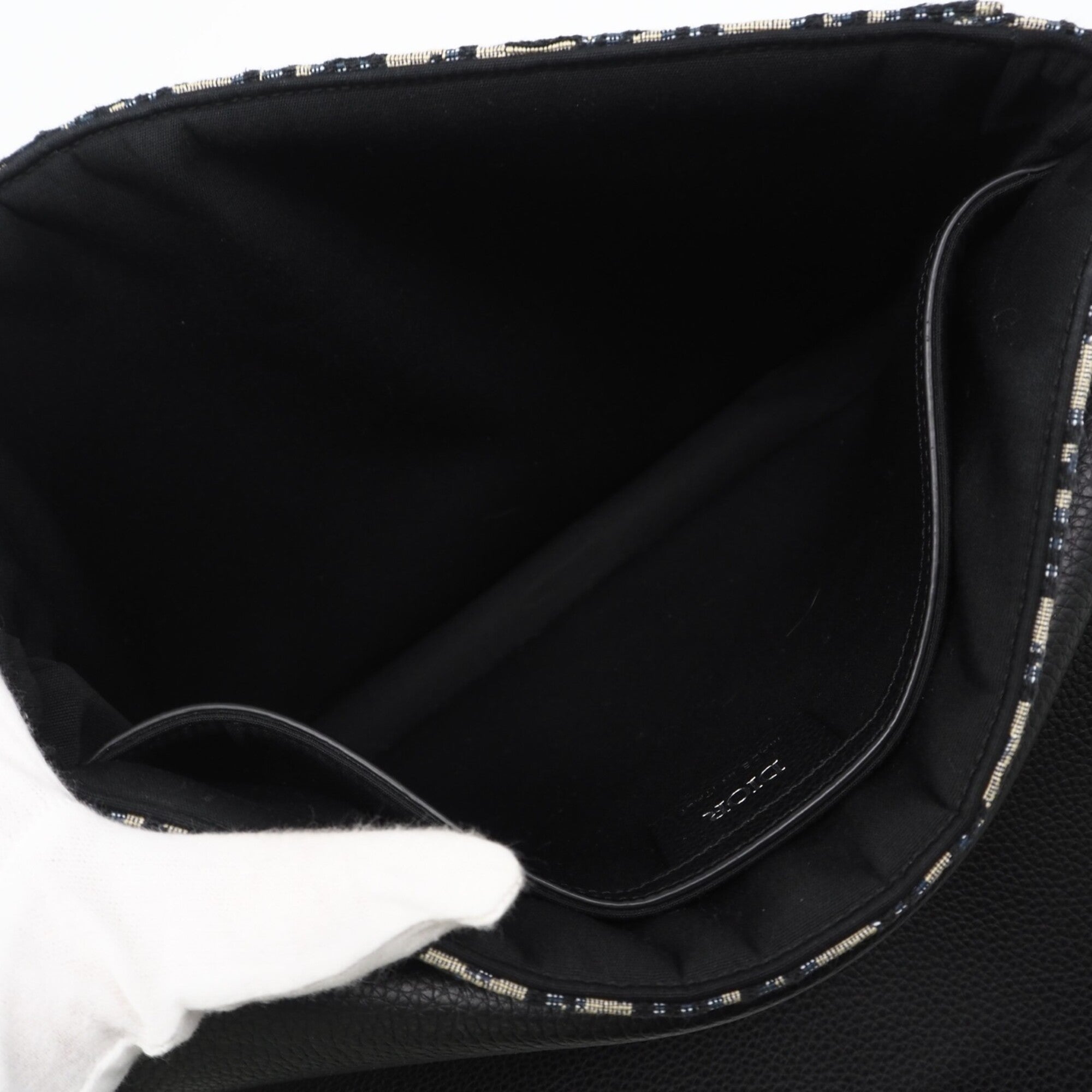 Christian Dior Black Gray Canvas Leather Clutch Bag Pouch (Pre-Owned)