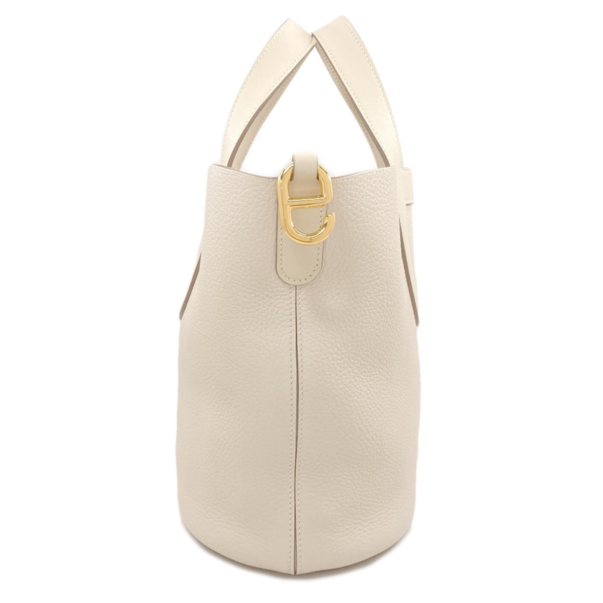 Hermes Cream Taurillon Clemence Leather Handbag (Pre-Owned)