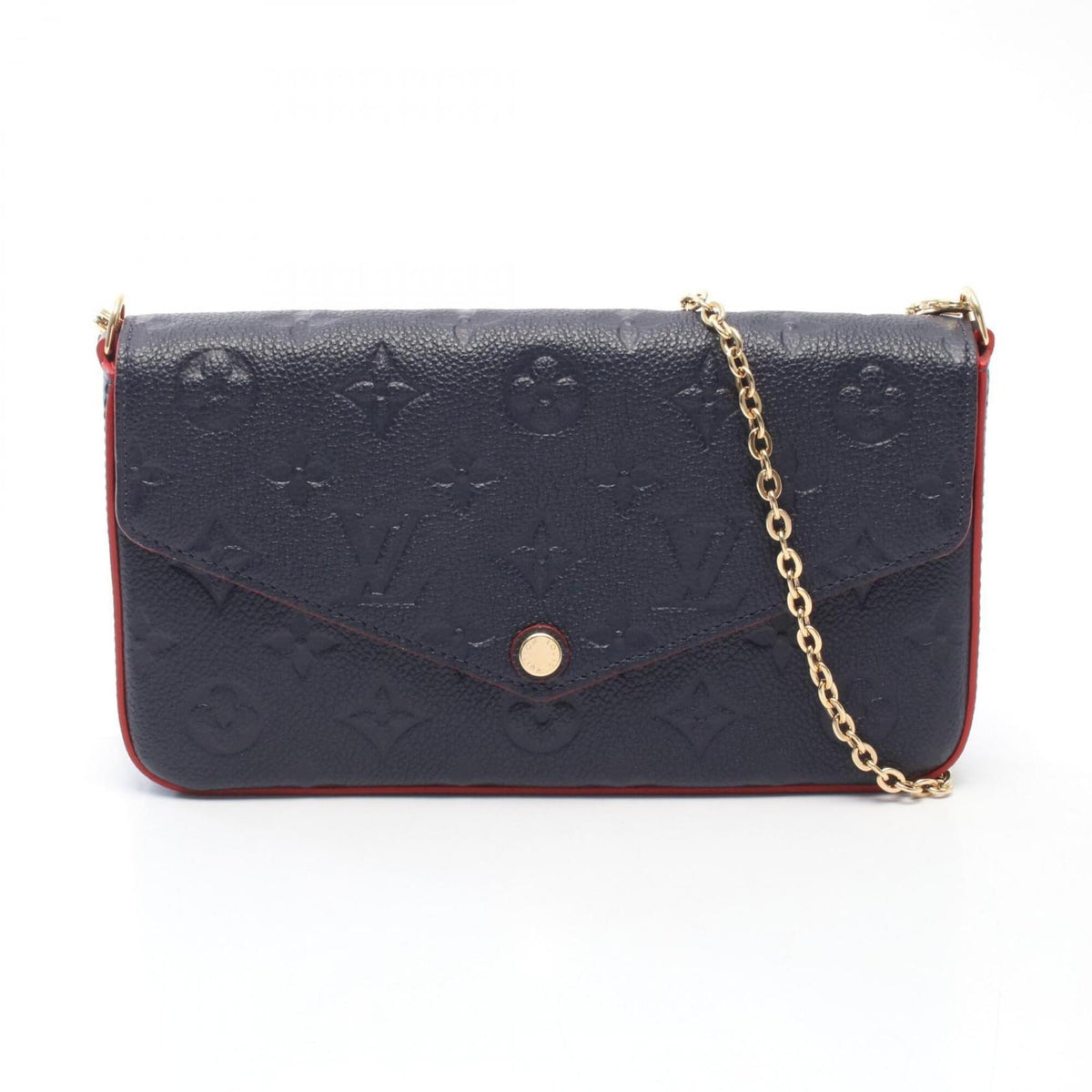 Louis Vuitton Navy Red Color Leather Handbag Pochette Shoulder Bag (Pre-Owned)