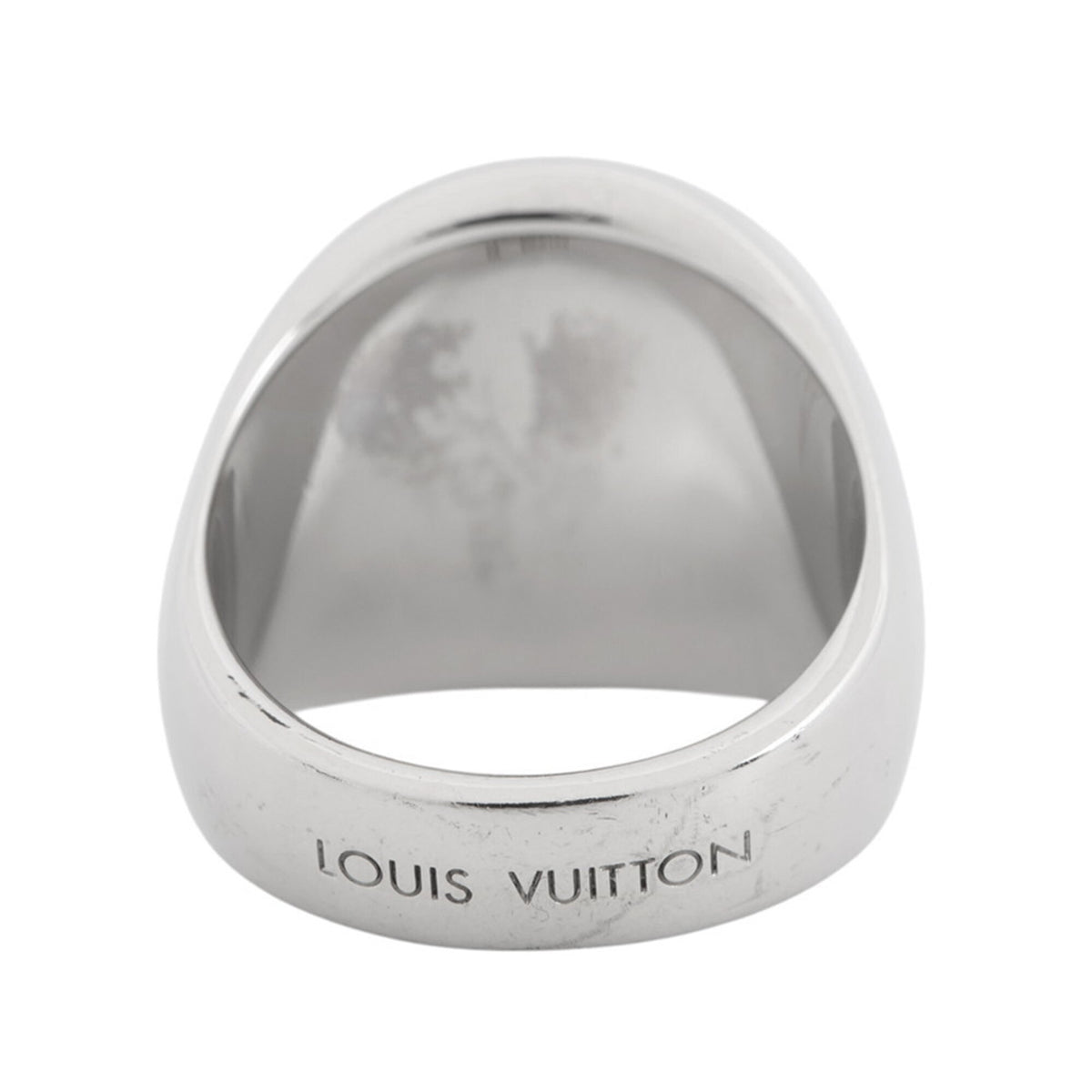 Louis Vuitton Silver Noir Metal Band Ring (Pre-Owned)