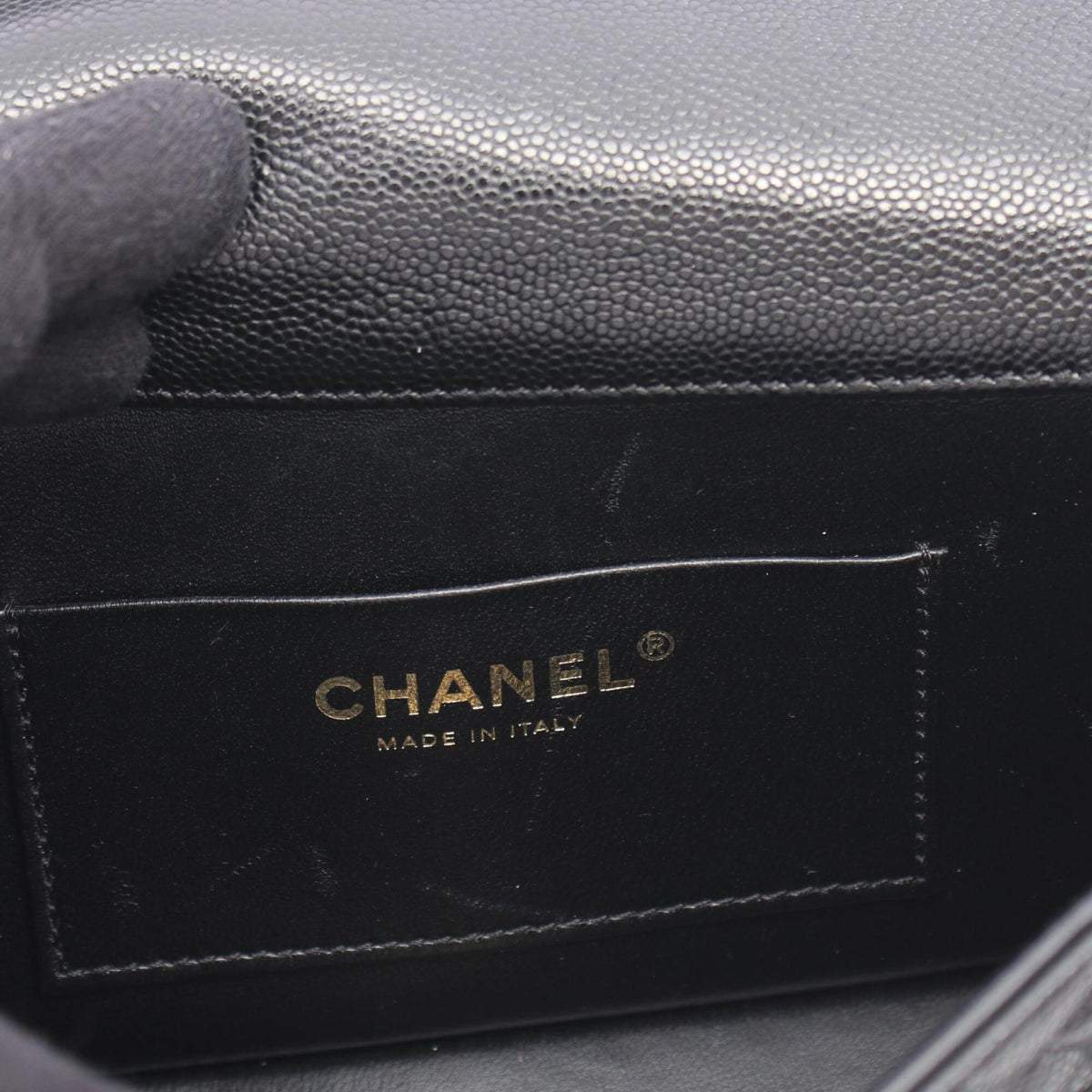 Chanel Black Grained Calfskin Handbag Shoulder Bag (Pre-Owned)