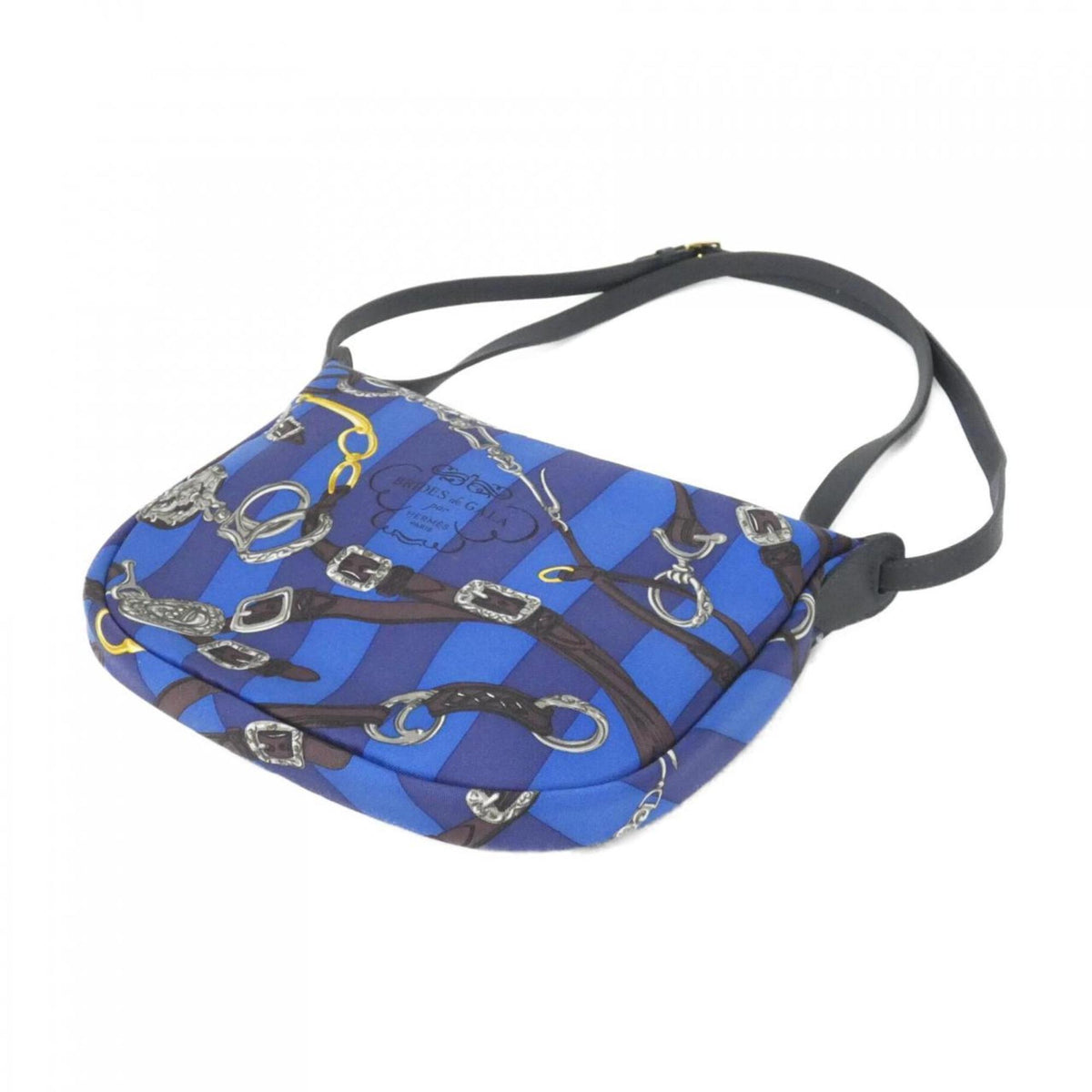 Hermes Blue Ebene Silk Swift Leather Handbag Pouch (Pre-Owned)