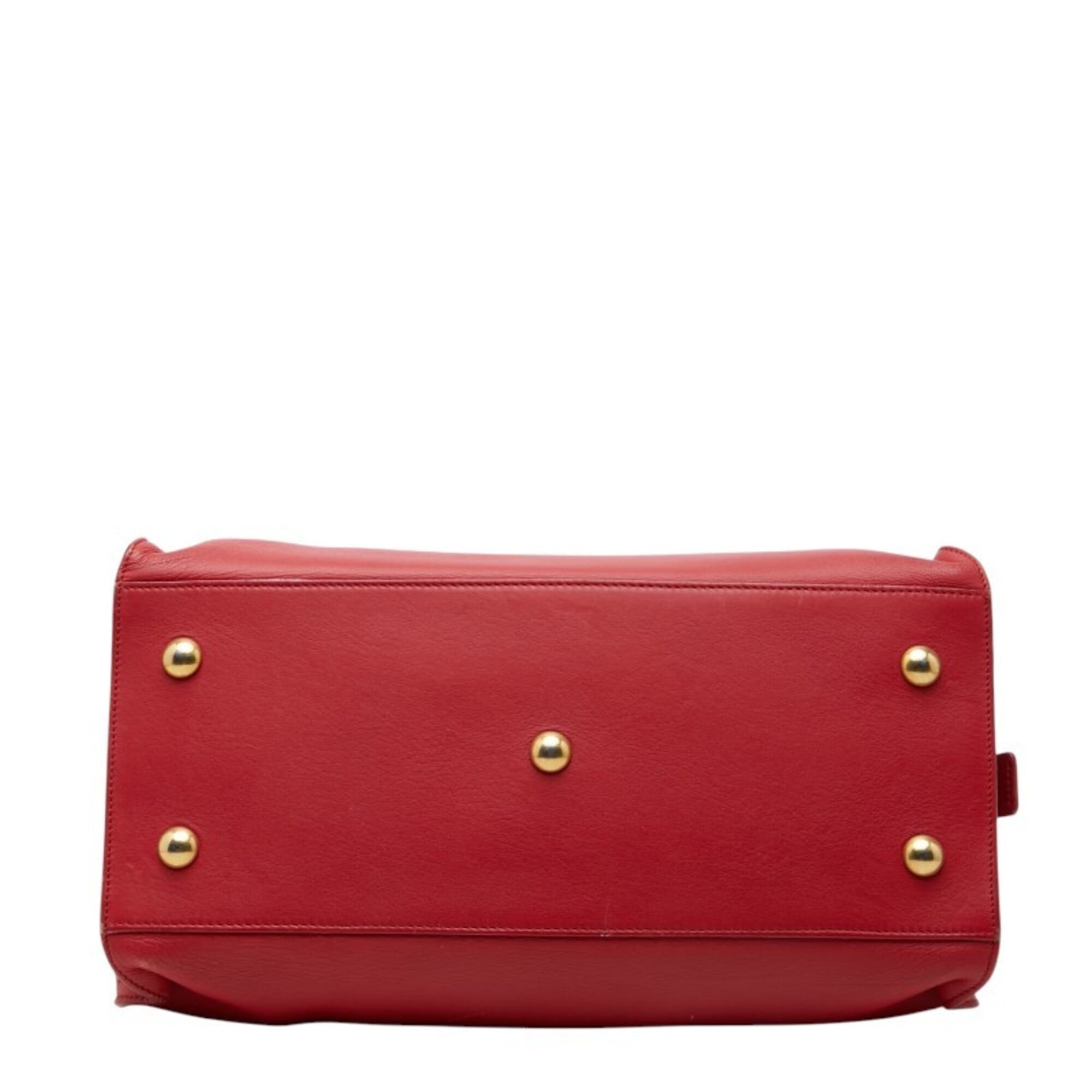 Saint Laurent Red Color Leather Handbag Shoulder Bag (Pre-Owned)