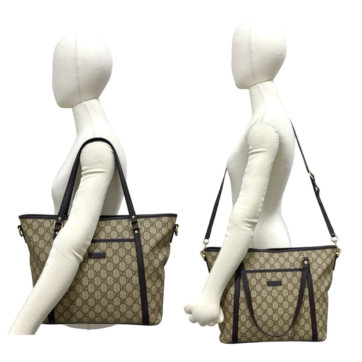 Gucci Beige Brown Pvc Leather Handbag Shoulder Bag Tote Bag (Pre-Owned)