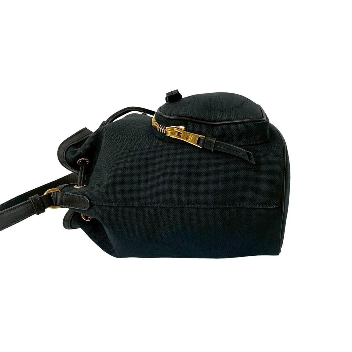 Prada Black Canvas Leather Handbag Shoulder Bag (Pre-Owned)