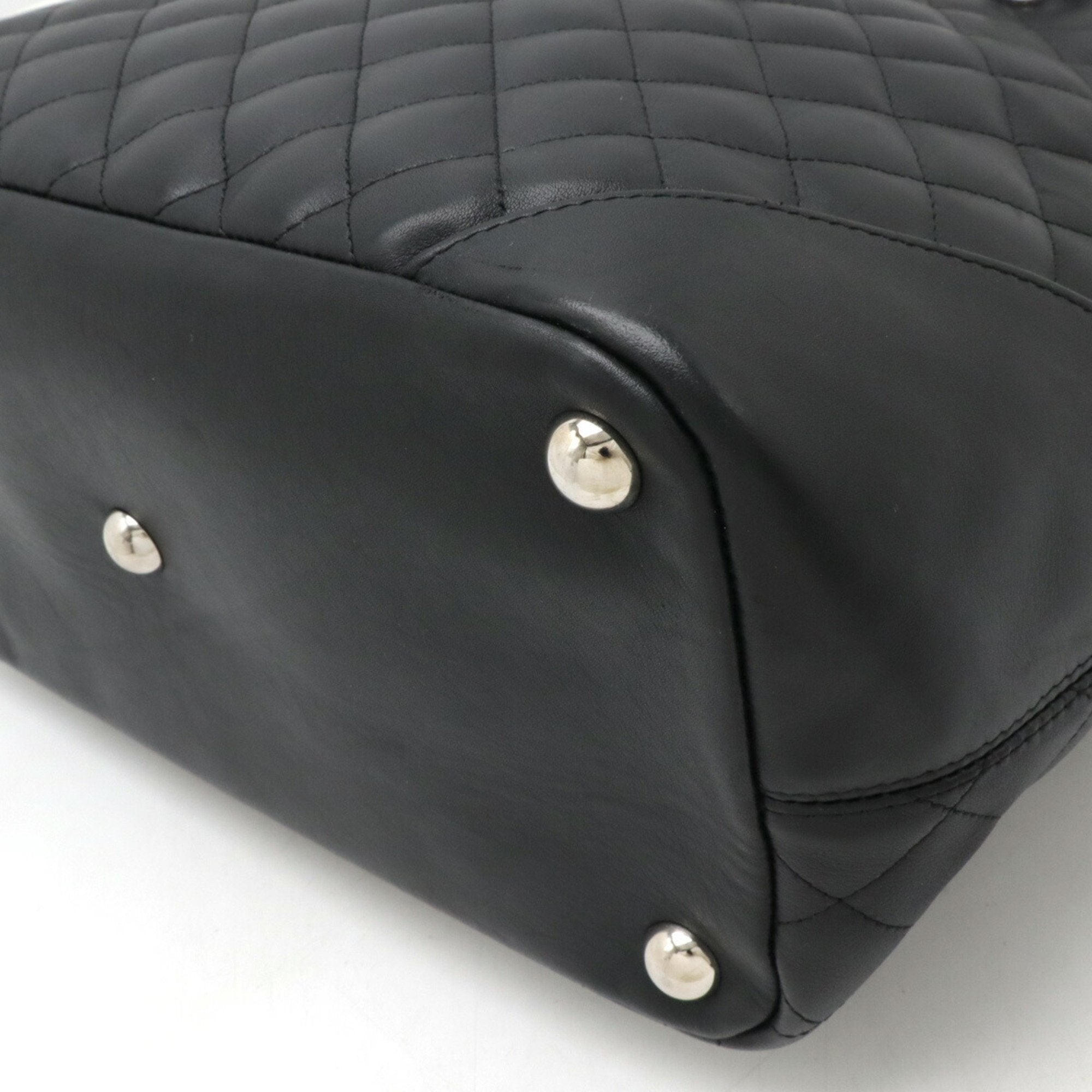 Chanel Black White Leather Shoulder Bag Tote Bag (Pre-Owned)