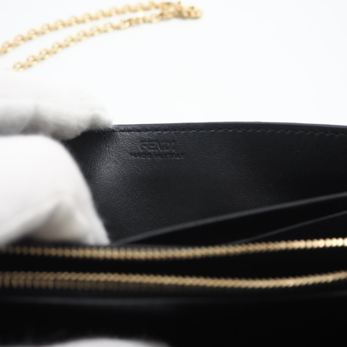Fendi Black Leather Chain/Shoulder Wallet (Pre-Owned)