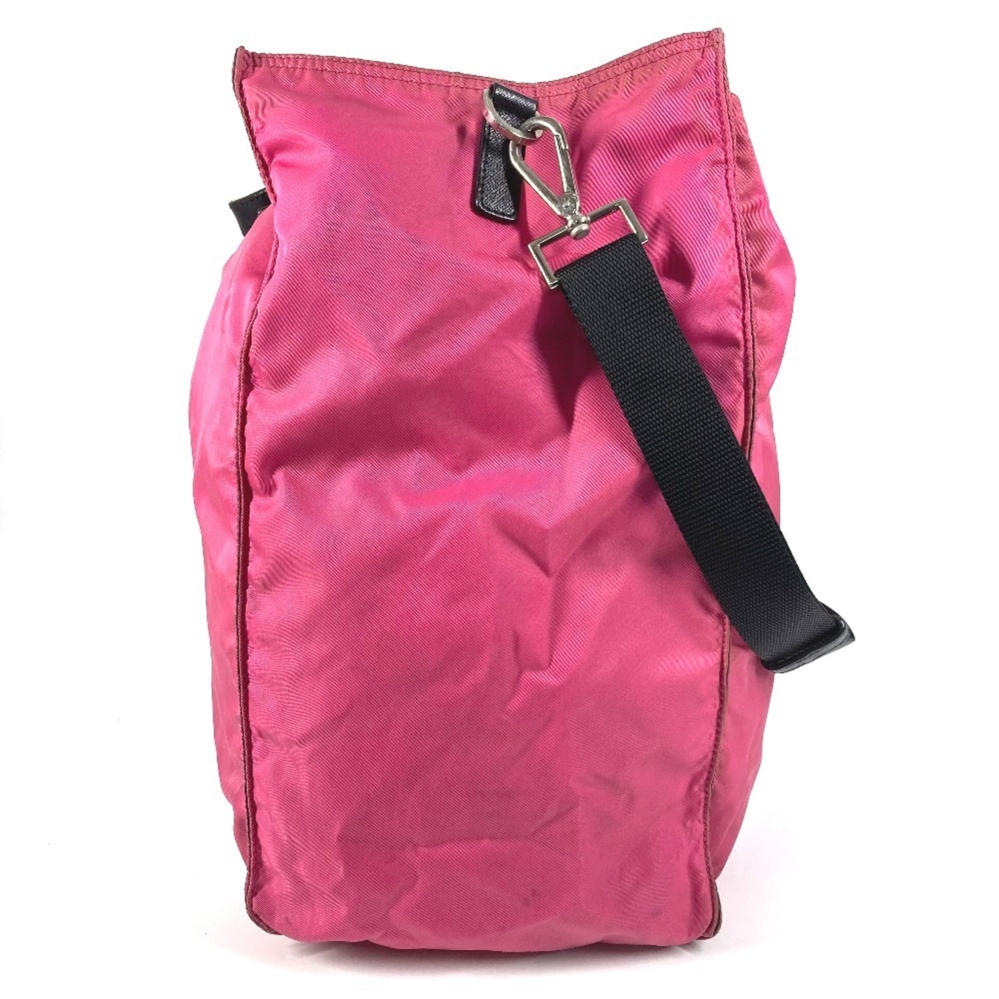 Prada Black Pink Nylon Leather Handbag Shoulder Bag Tote Bag (Pre-Owned)