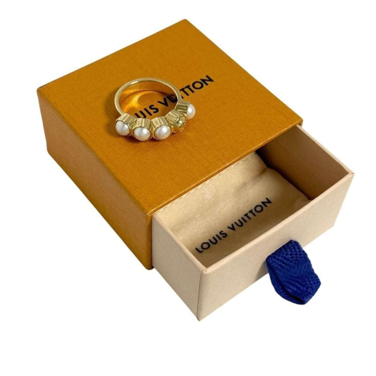Louis Vuitton Artificial Pearl Metal Band Ring (Pre-Owned)