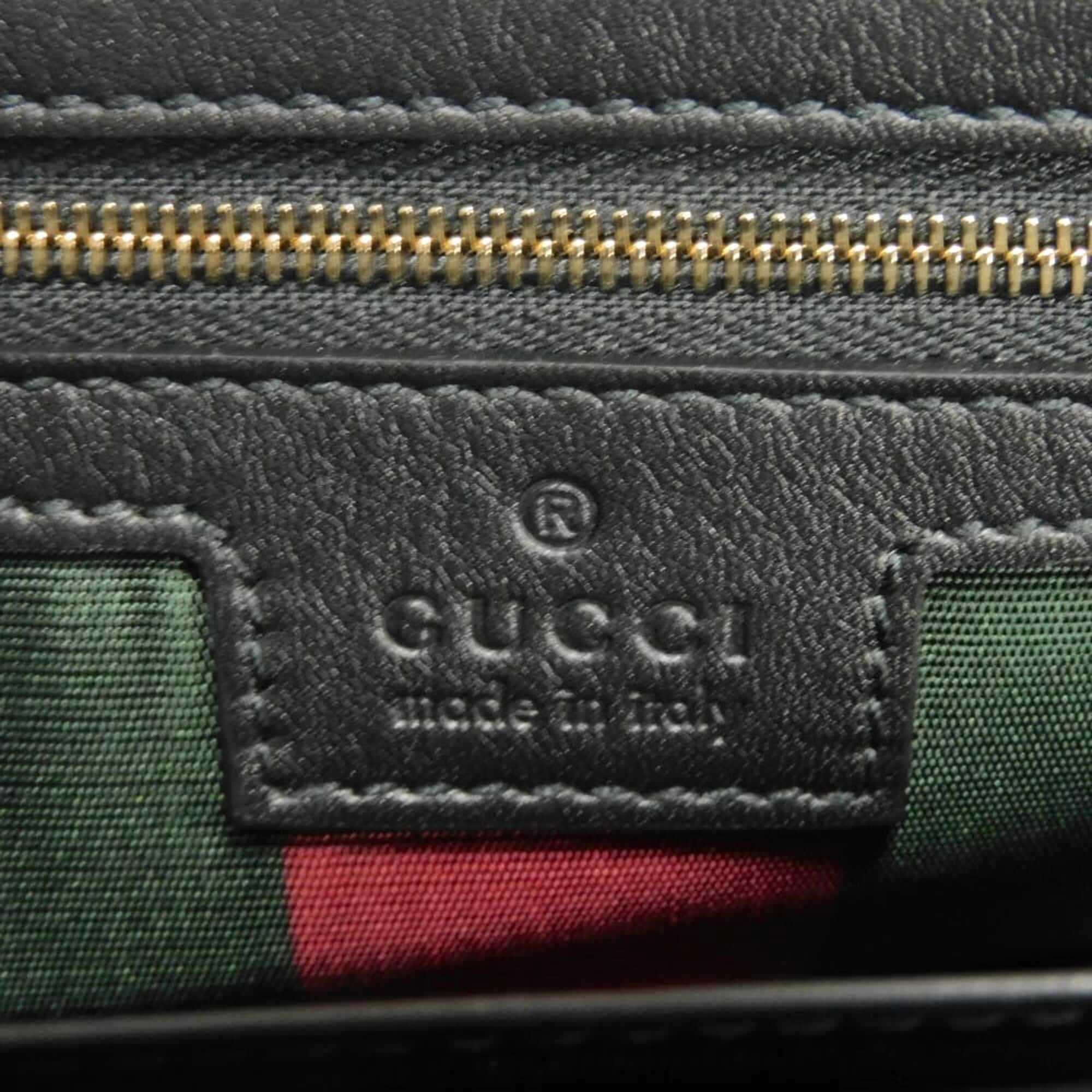 Gucci Beige Black Gg Supreme Leather Shoulder Bag (Pre-Owned)