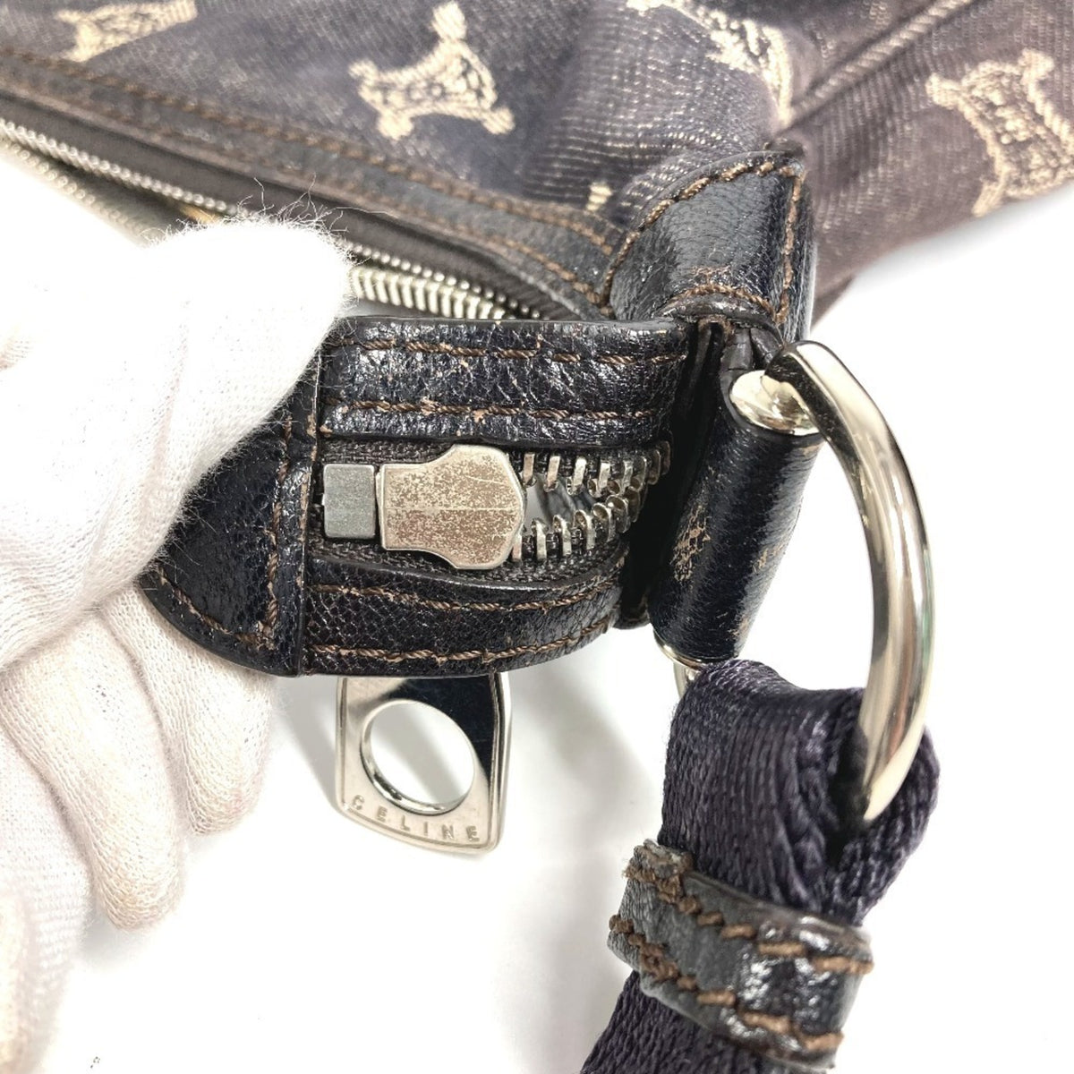 Celine Navy Denim Leather Shoulder Bag (Pre-Owned)