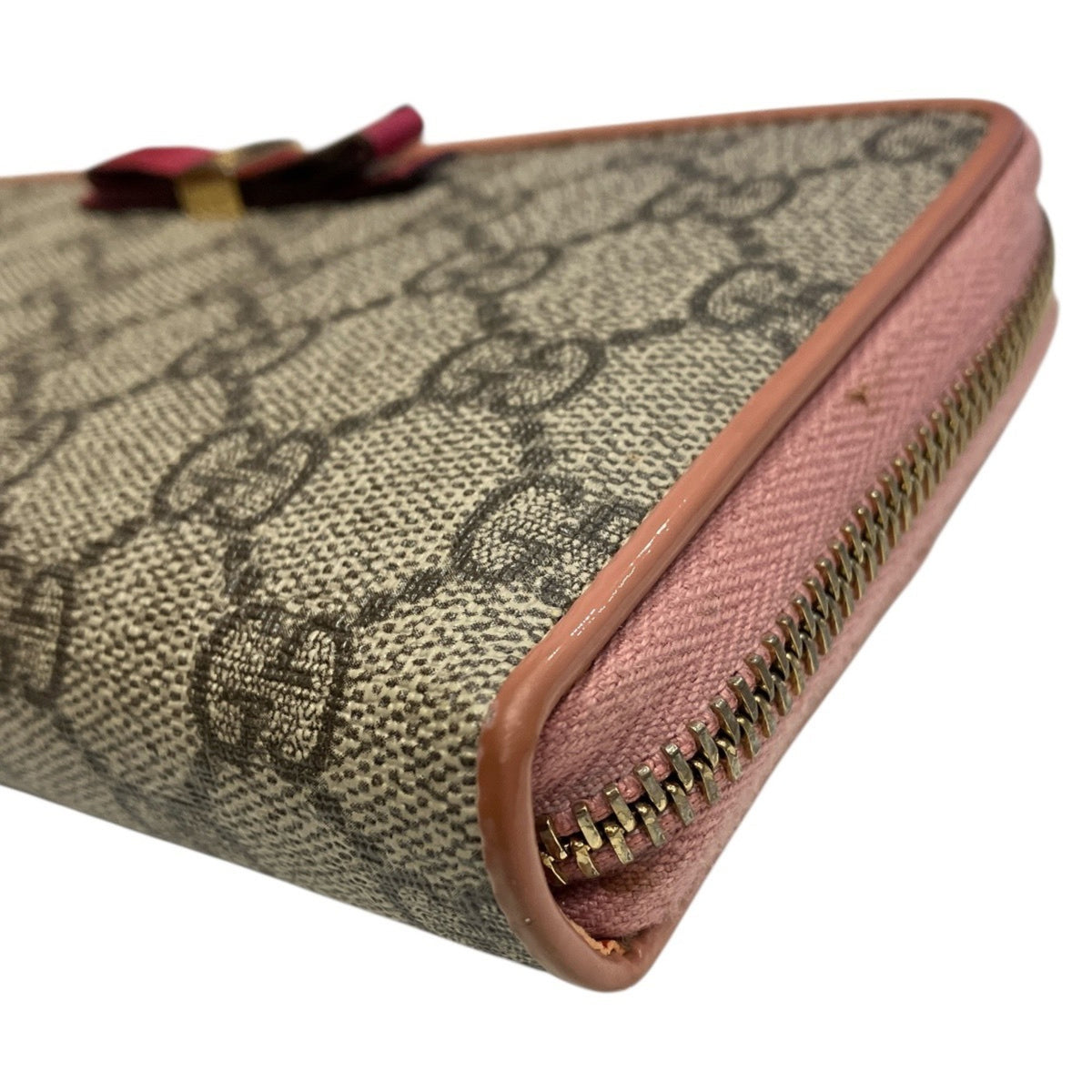 Gucci Beige Pink Gg Supreme Canvas Long Wallet (Bi-Fold) (Pre-Owned)