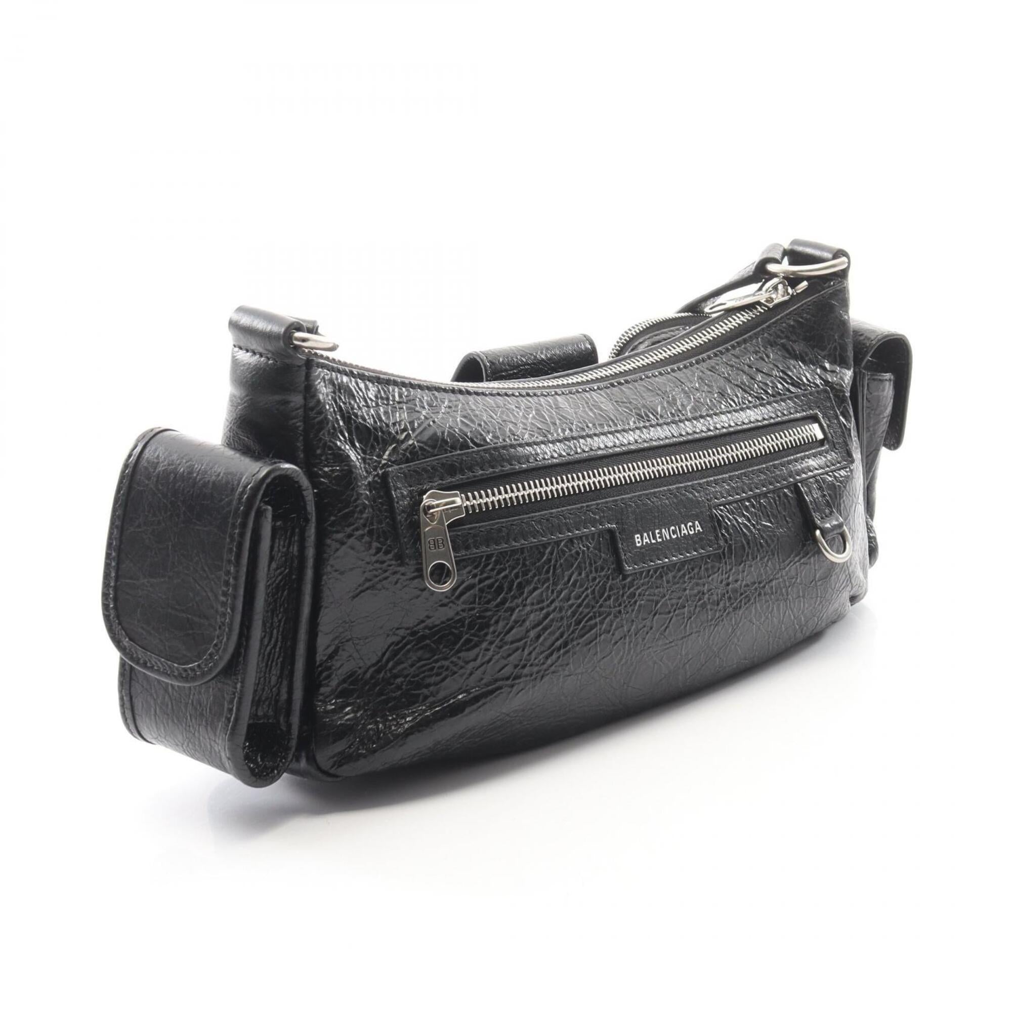 Balenciaga Black Leather Handbag Shoulder Bag Sling Bag (Pre-Owned)