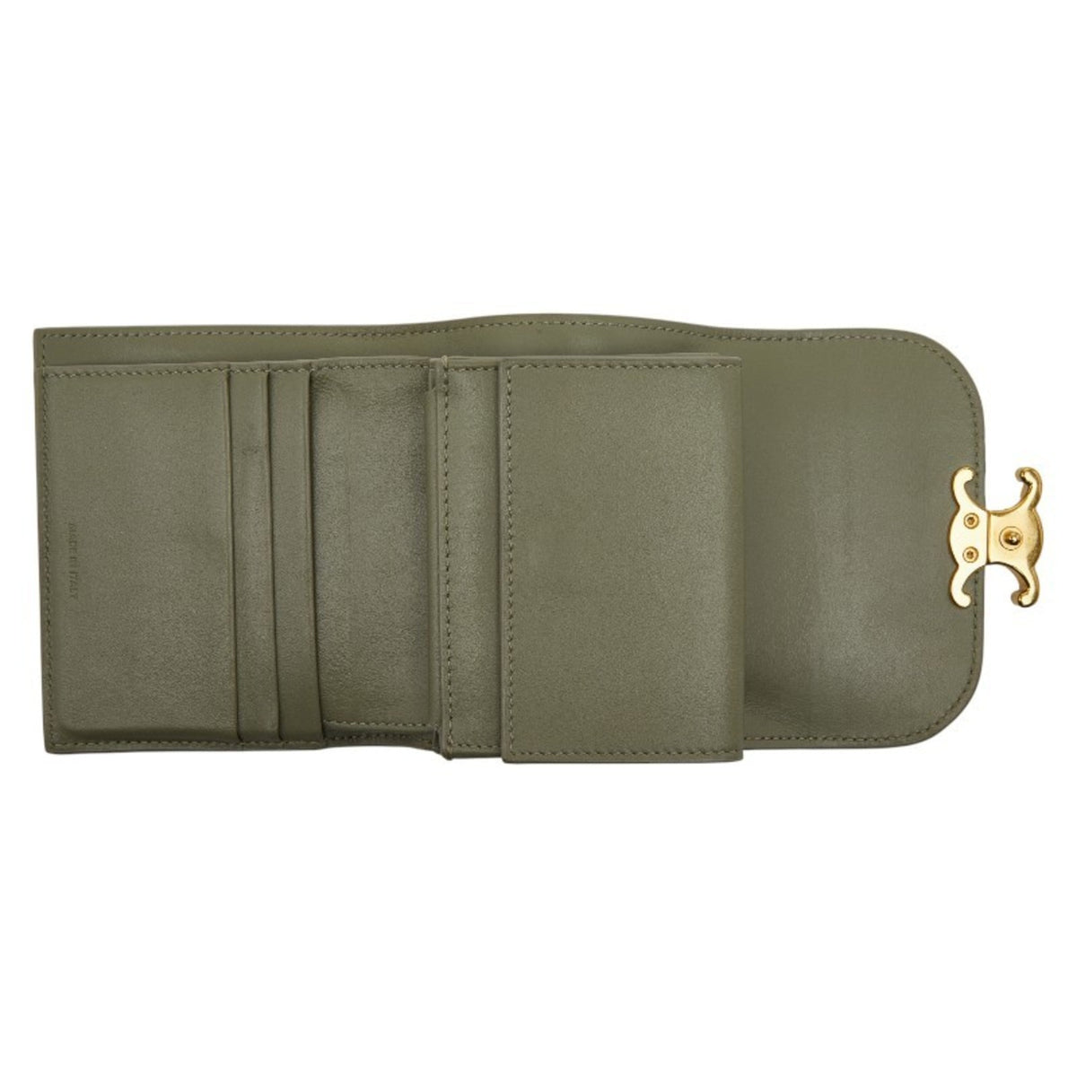 Celine Green Khaki Leather Wallet (Tri-Fold) (Pre-Owned)