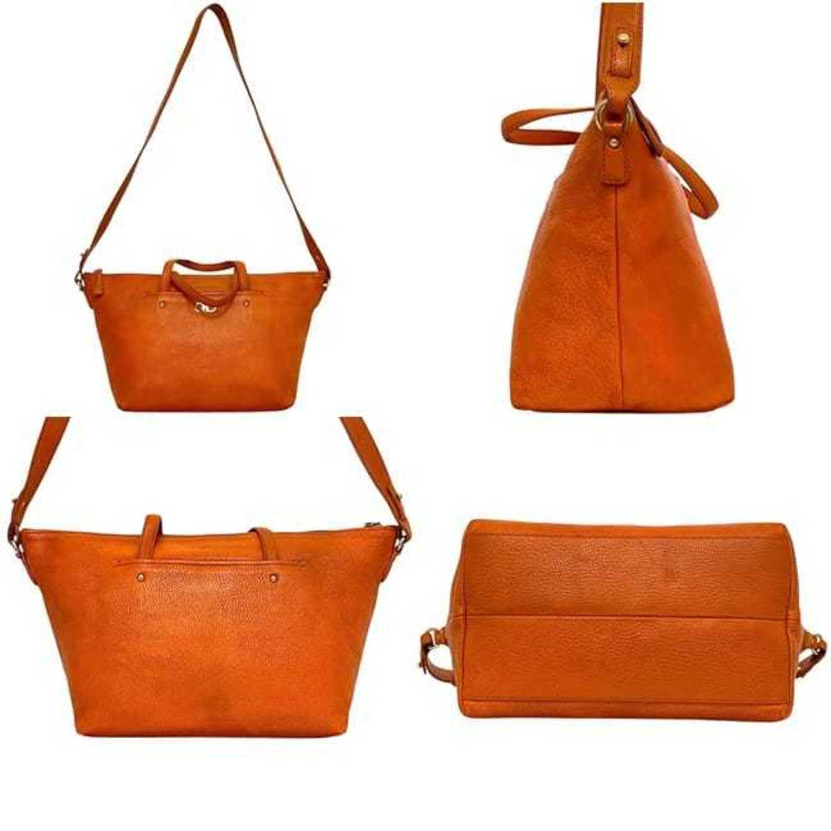 Salvatore Ferragamo Orange Leather Shoulder Bag Tote Bag (Pre-Owned)