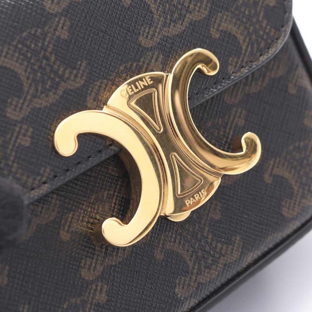 Celine Black Brown Coated Canvas Leather Handbag Shoulder Bag (Pre-Owned)