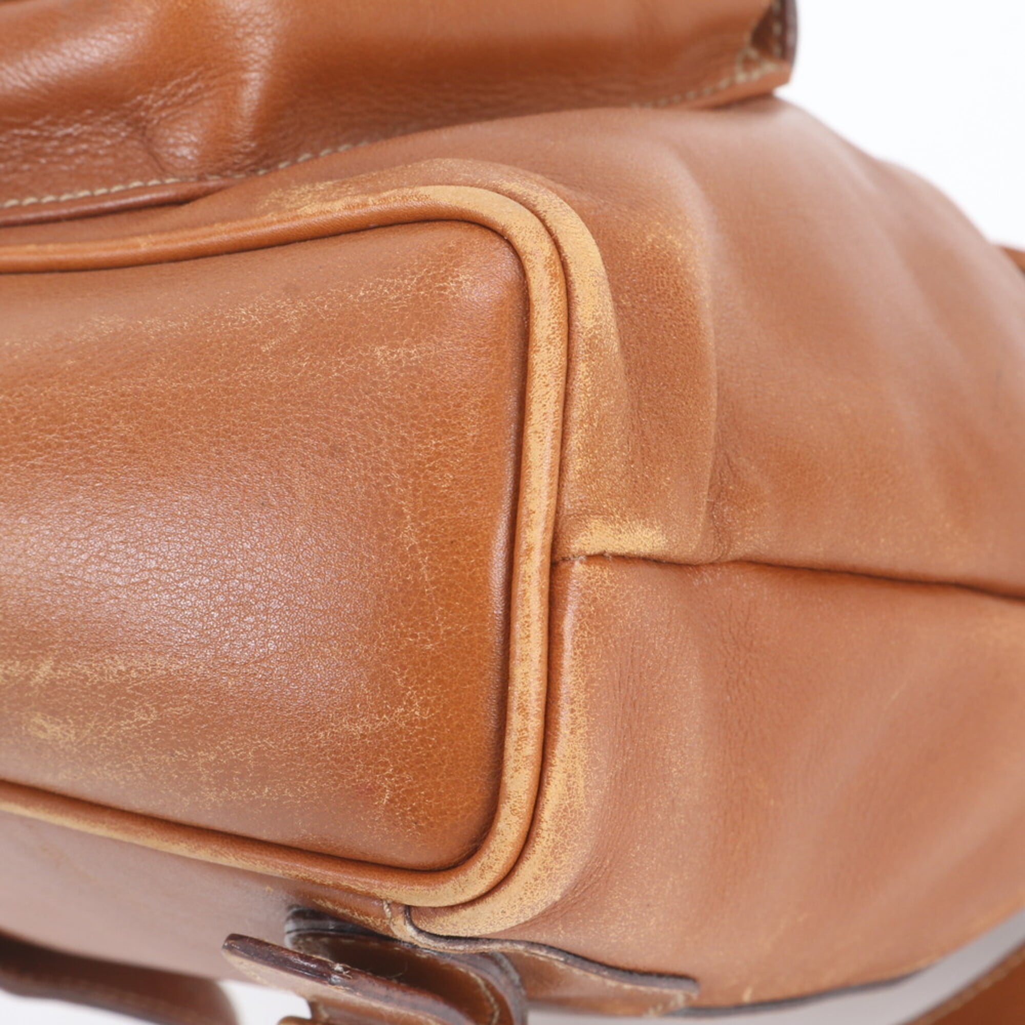 Gucci Camel Leather Backpack Shoulder Bag (Pre-Owned)