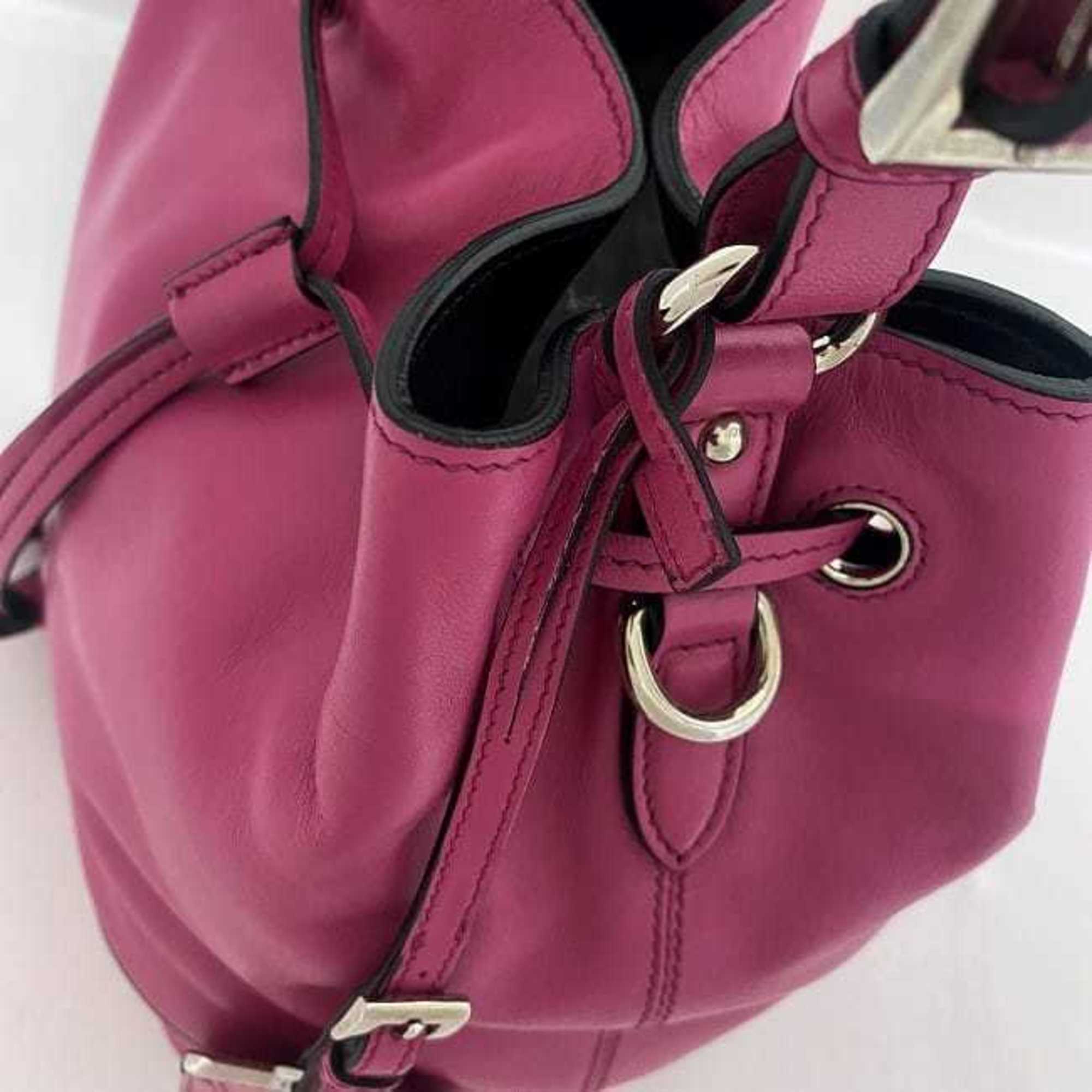 Prada Fuxia Pink Leather Handbag Shoulder Bag (Pre-Owned)