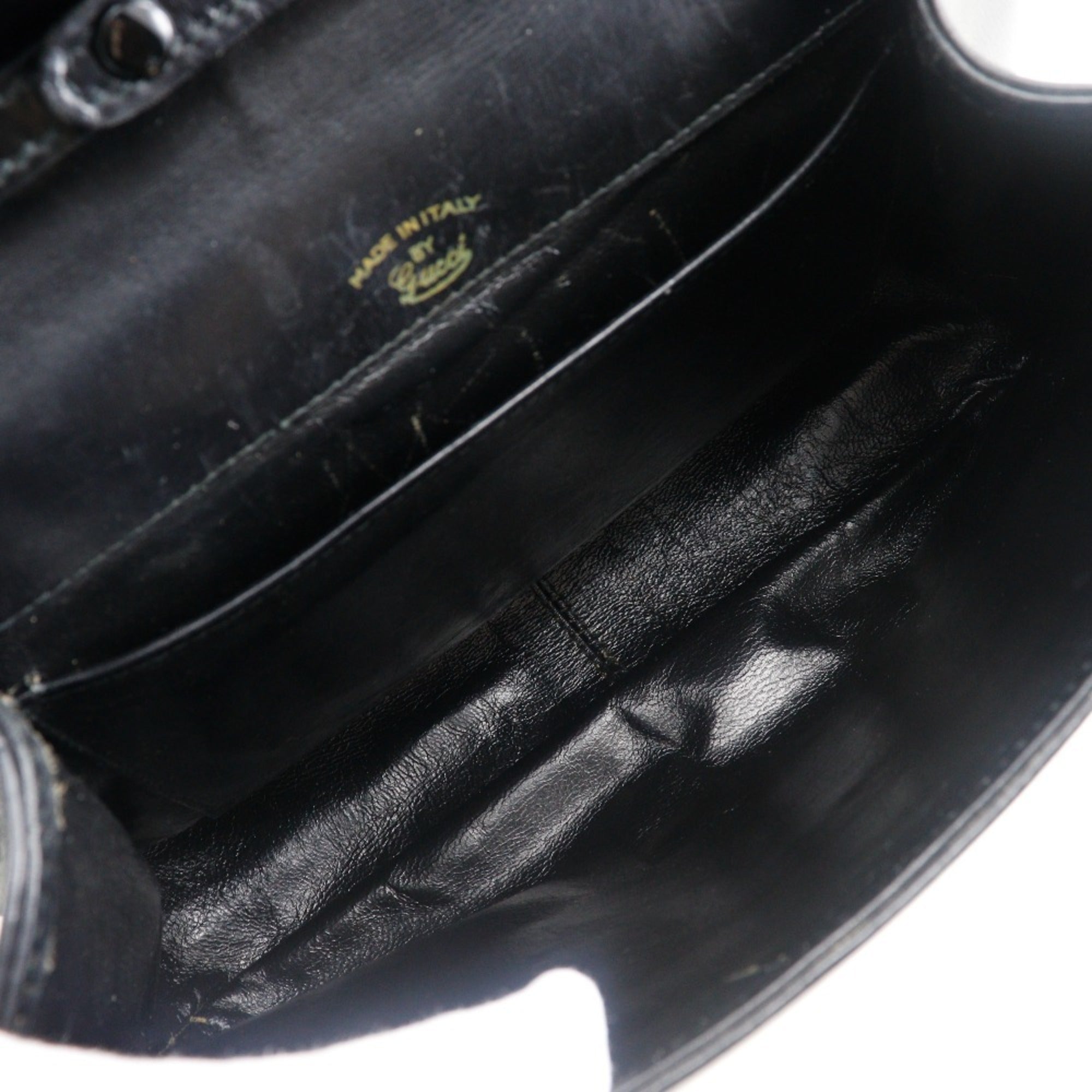 Gucci Sherry Line Black Leather Shoulder Bag (Pre-Owned)
