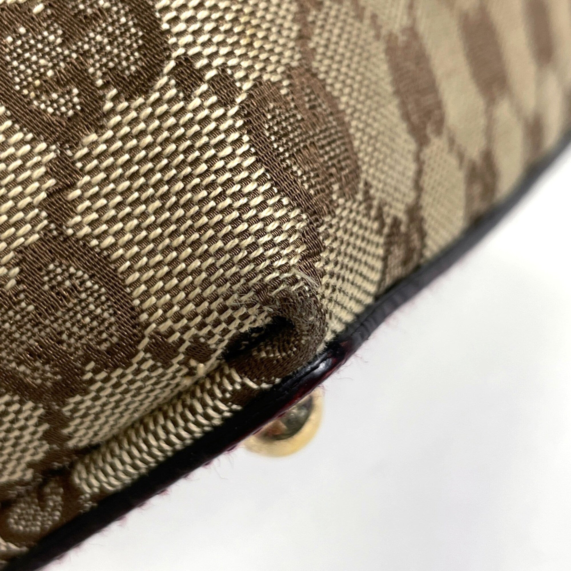 Gucci Gg Canvas Beige Red Color Gg Canvas Leather Tote Bag (Pre-Owned)