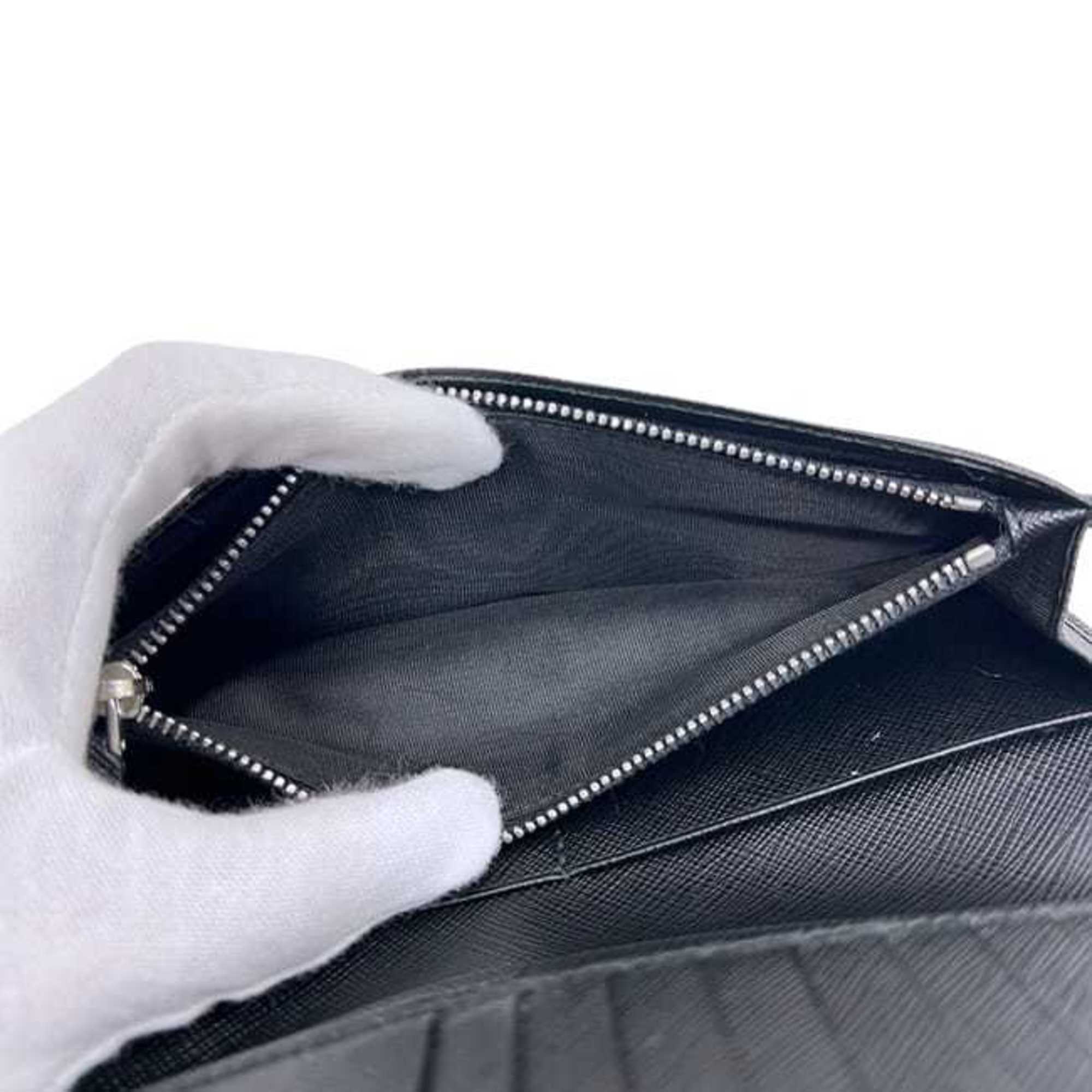 Prada Black Nero Saffiano Long Wallet (Bi-Fold) (Pre-Owned)