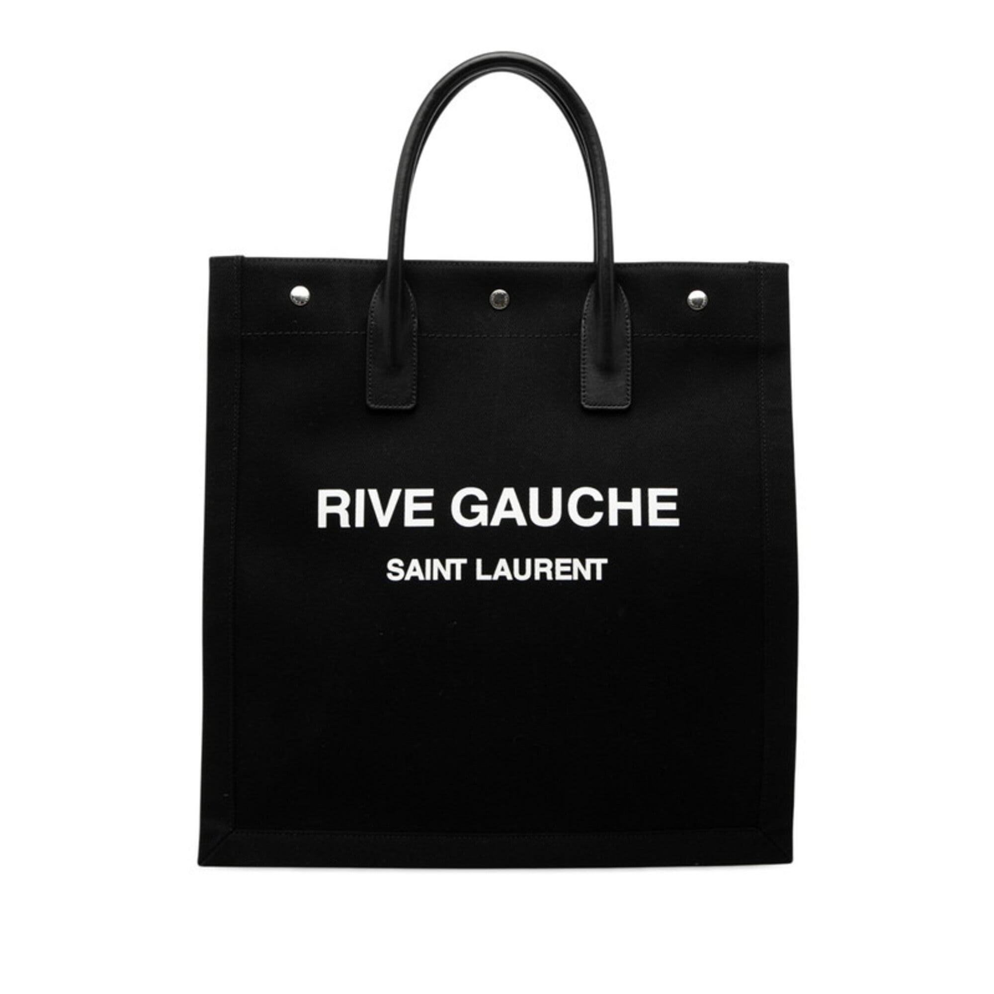 Saint Laurent Black Canvas Leather Handbag Tote Bag (Pre-Owned)
