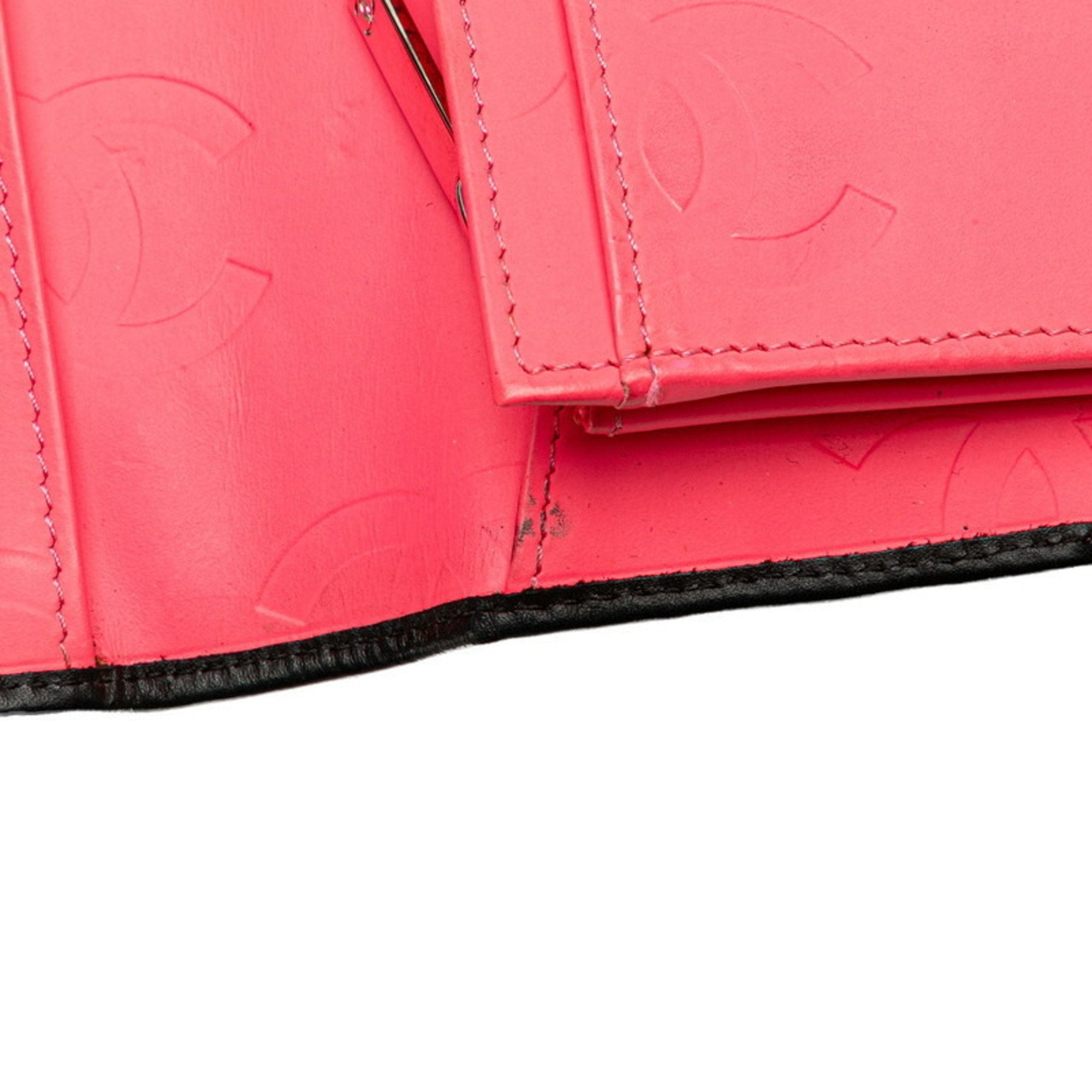 Chanel Black Pink Leather Long Wallet (Bi-Fold) (Pre-Owned)