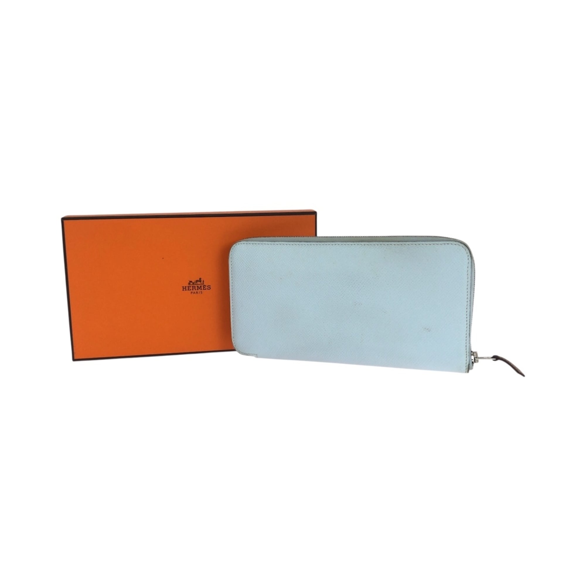 Hermes Light Blue Silk Epsom Leather Long Wallet (Bi-Fold) (Pre-Owned)