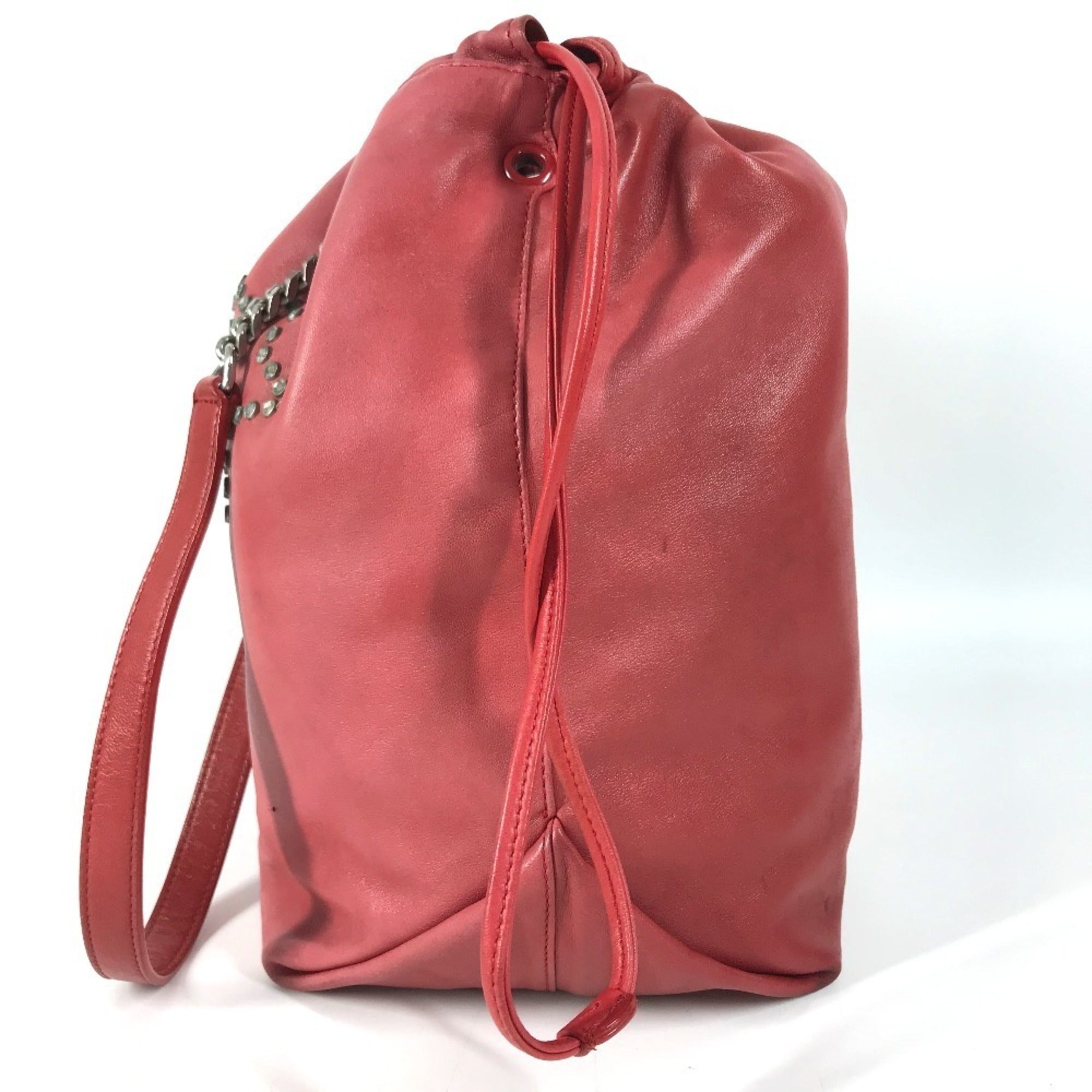Yves Saint Laurent Red Color Leather Shoulder Bag (Pre-Owned)
