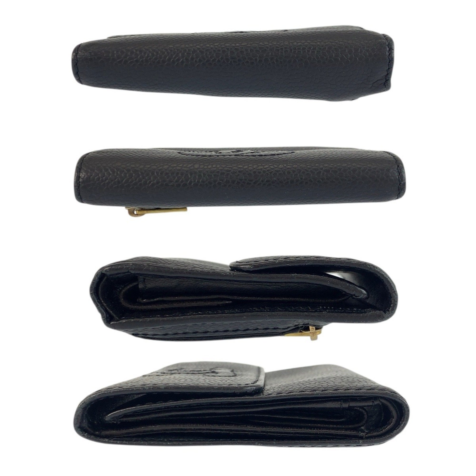 Chanel Black Leather Wallet (Tri-Fold) (Pre-Owned)