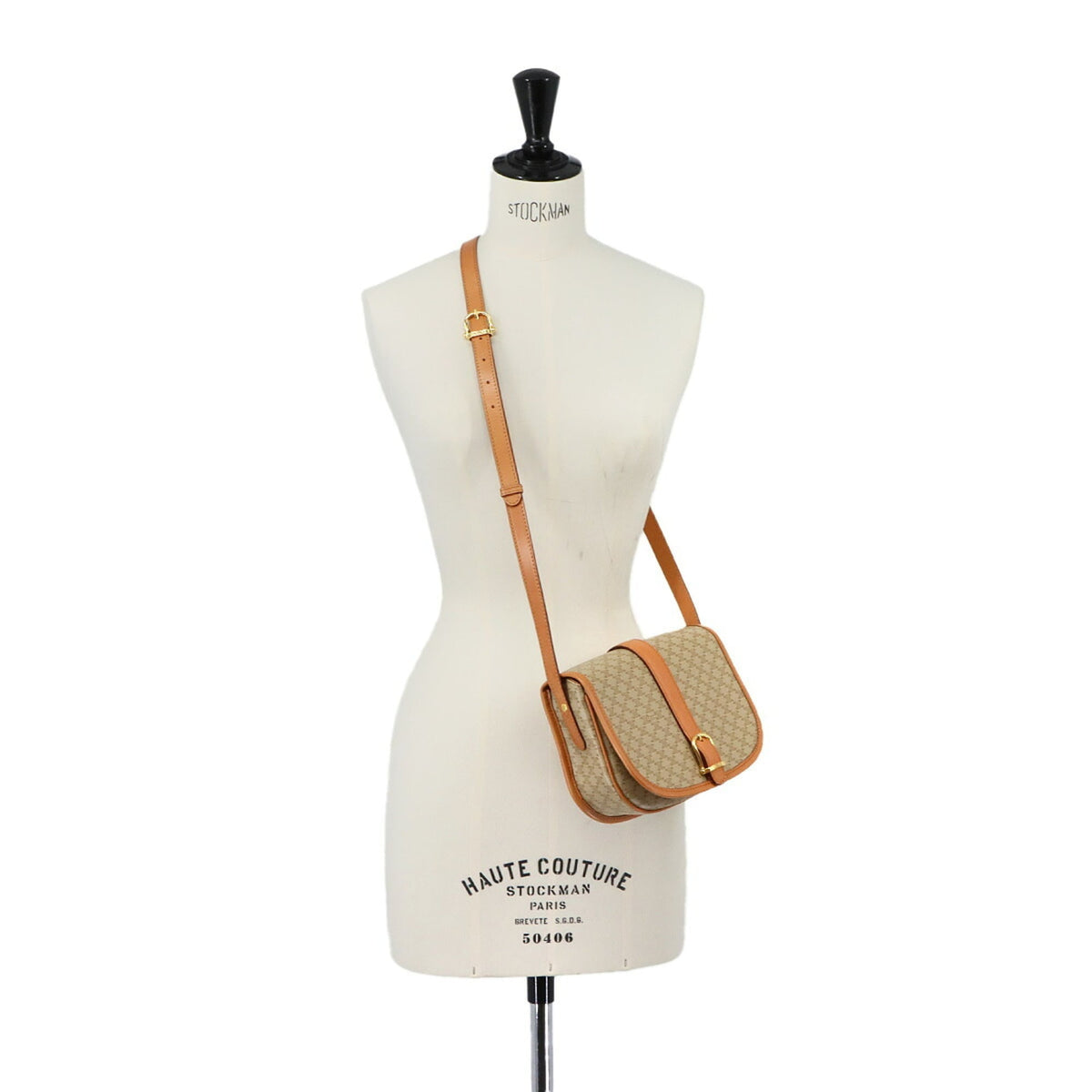 Celine Beige Beige Gold Pvc Leather Handbag Shoulder Bag (Pre-Owned)