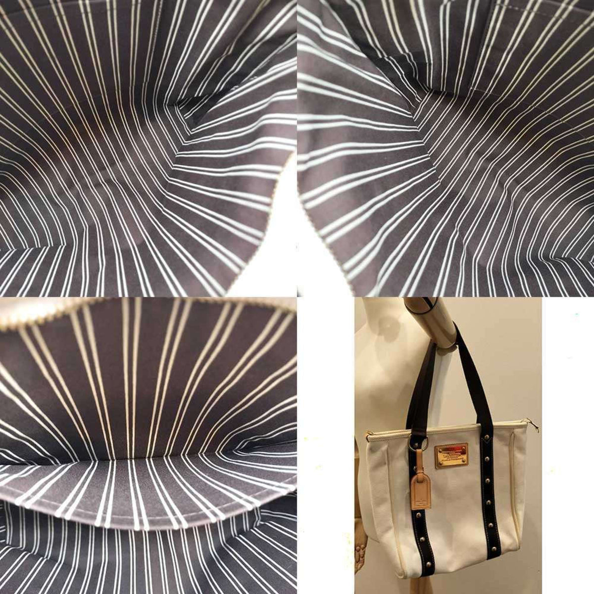 Louis Vuitton Antigua Brown Ecru White Canvas Handbag Tote Bag (Pre-Owned)