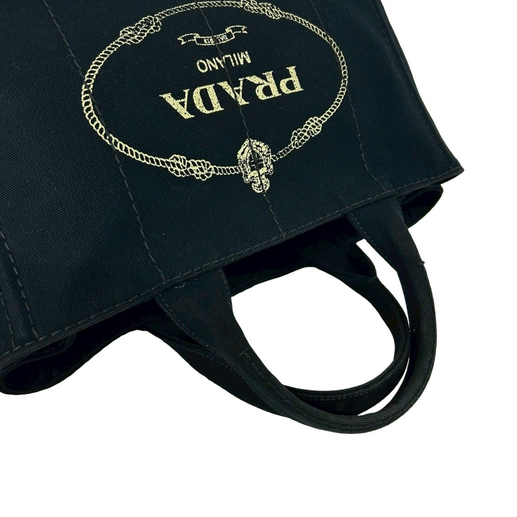 Prada Black Canvas Handbag Shoulder Bag Tote Bag (Pre-Owned)