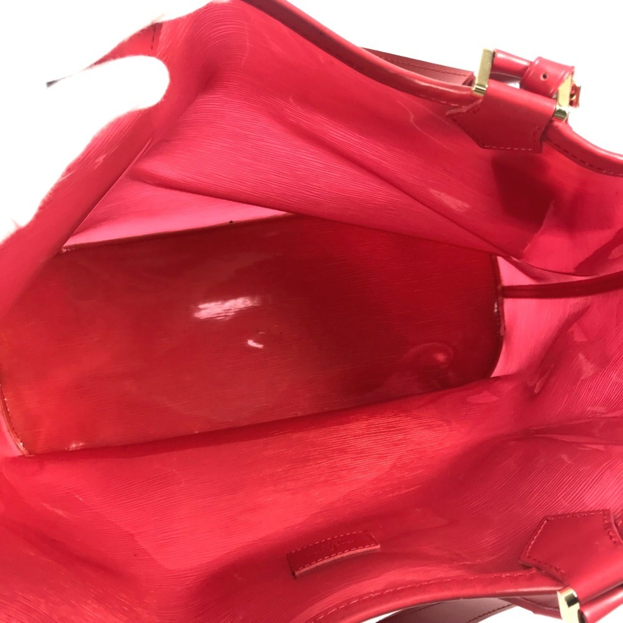 Louis Vuitton Red Color Vinyl Leather Handbag Tote Bag (Pre-Owned)