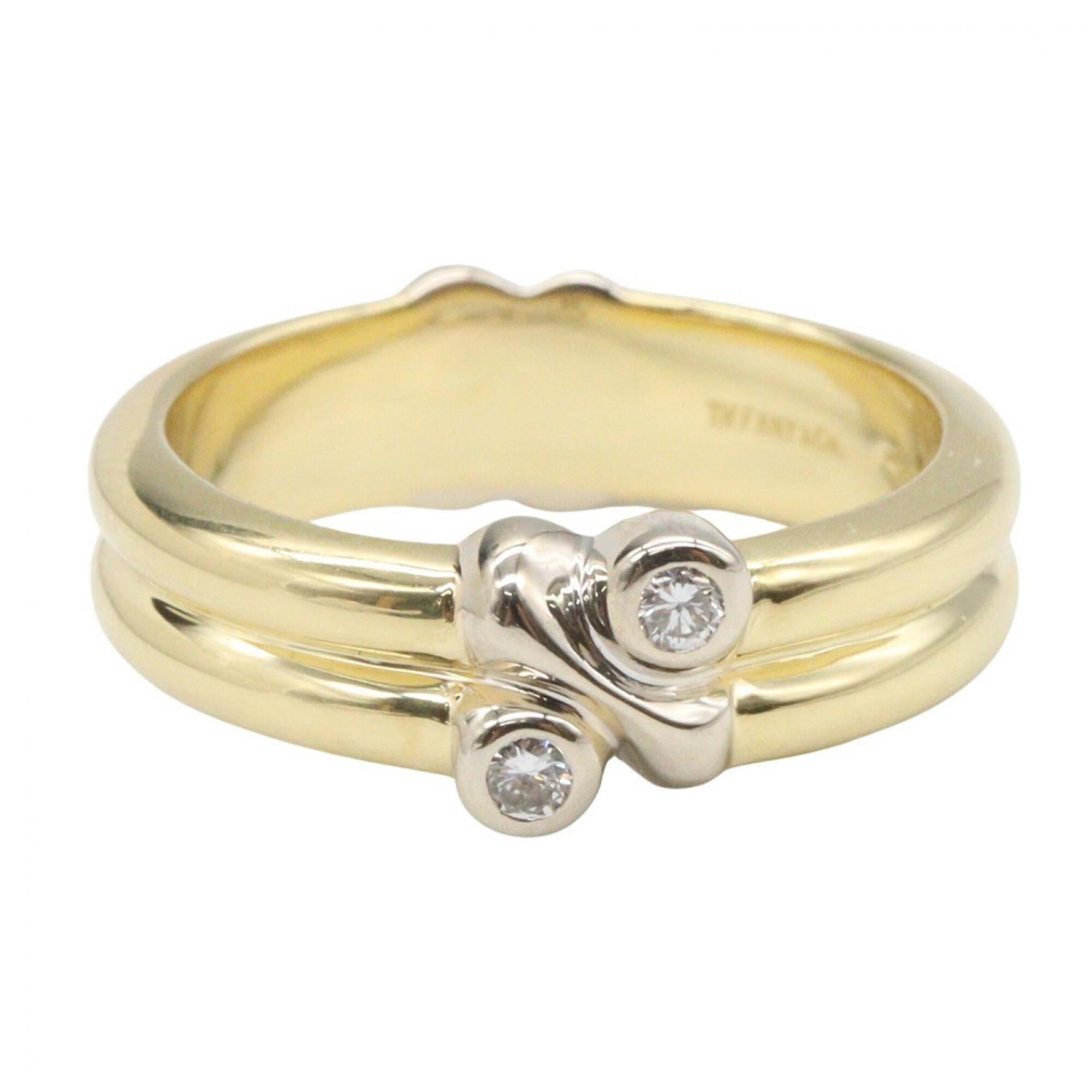 Tiffany Gold Silver Clear Yellow Gold (18K) White Gold (18K) Band Ring (Pre-Owned)