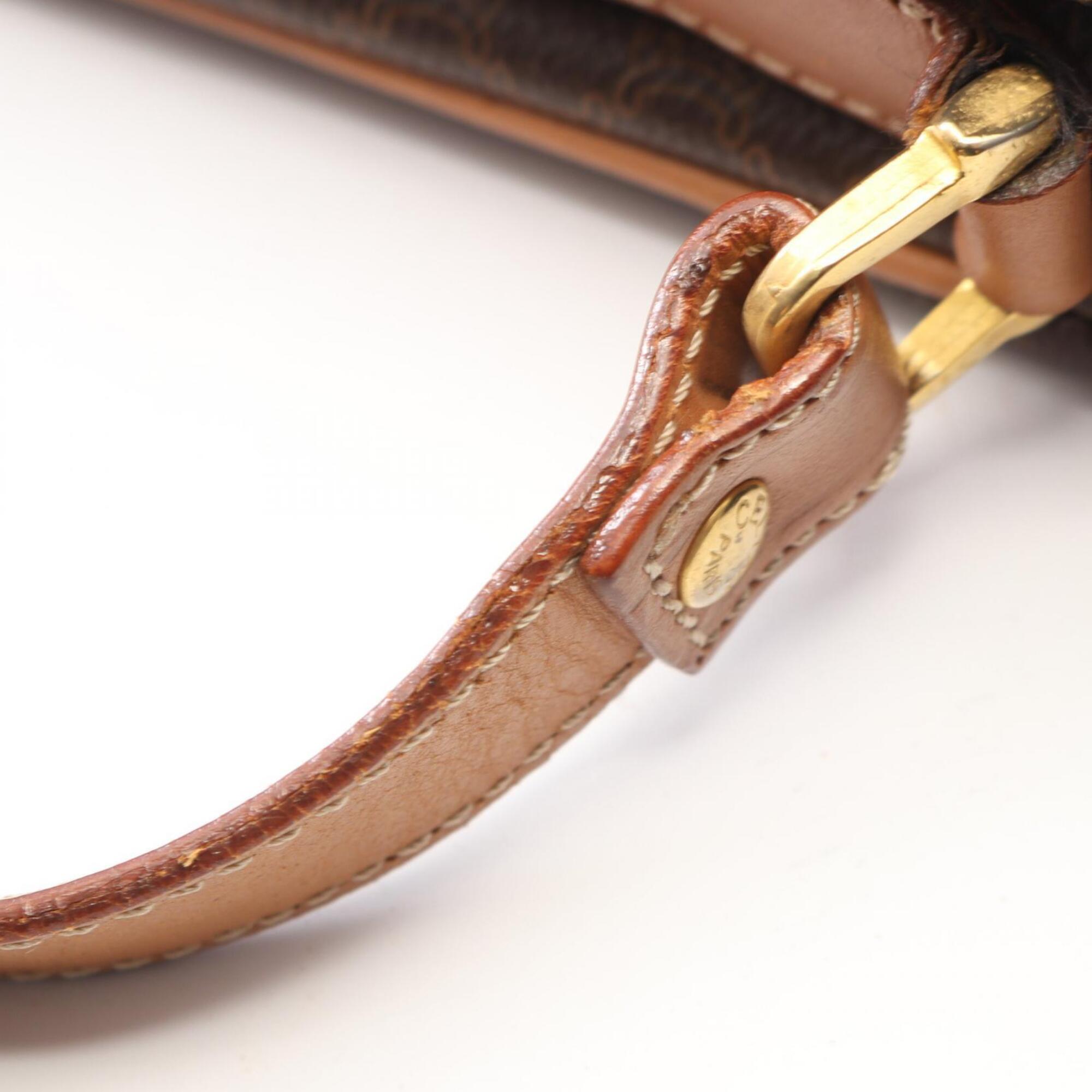 Celine Brown Coated Canvas Leather Handbag Shoulder Bag (Pre-Owned)
