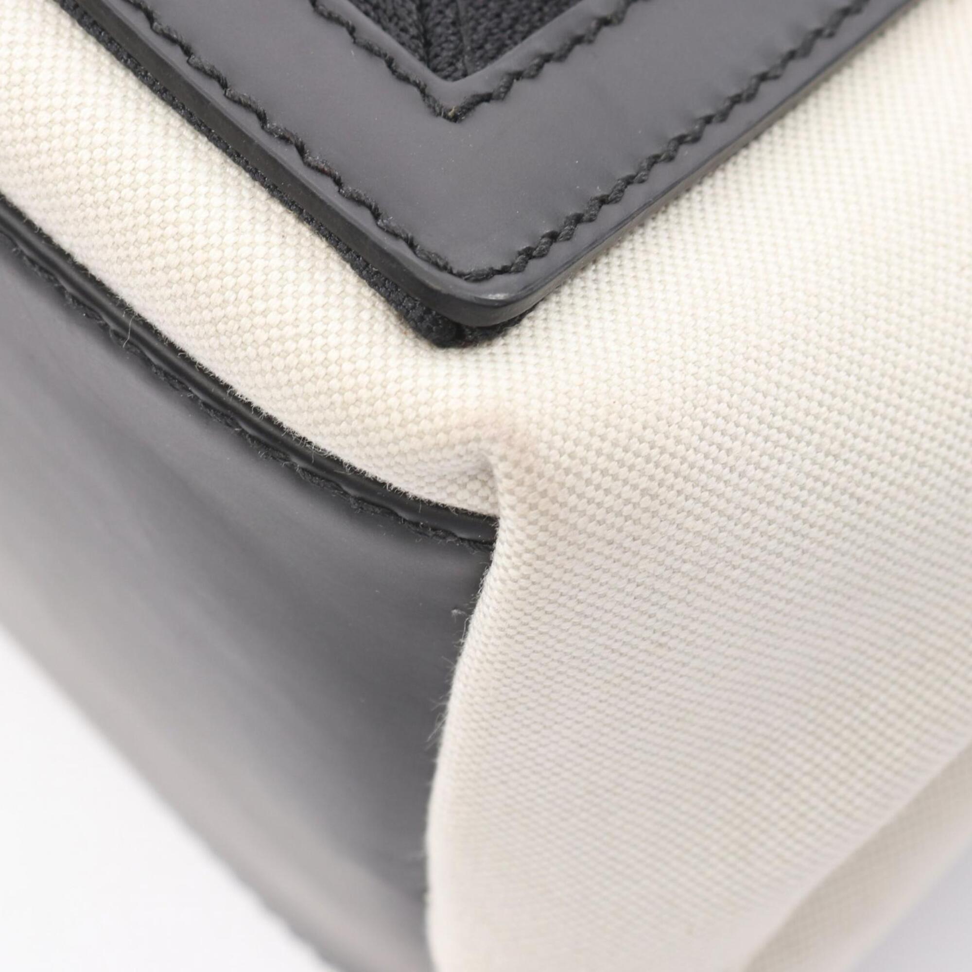 Balenciaga Black Ivory Canvas Leather Handbag Pouch Tote Bag (Pre-Owned)