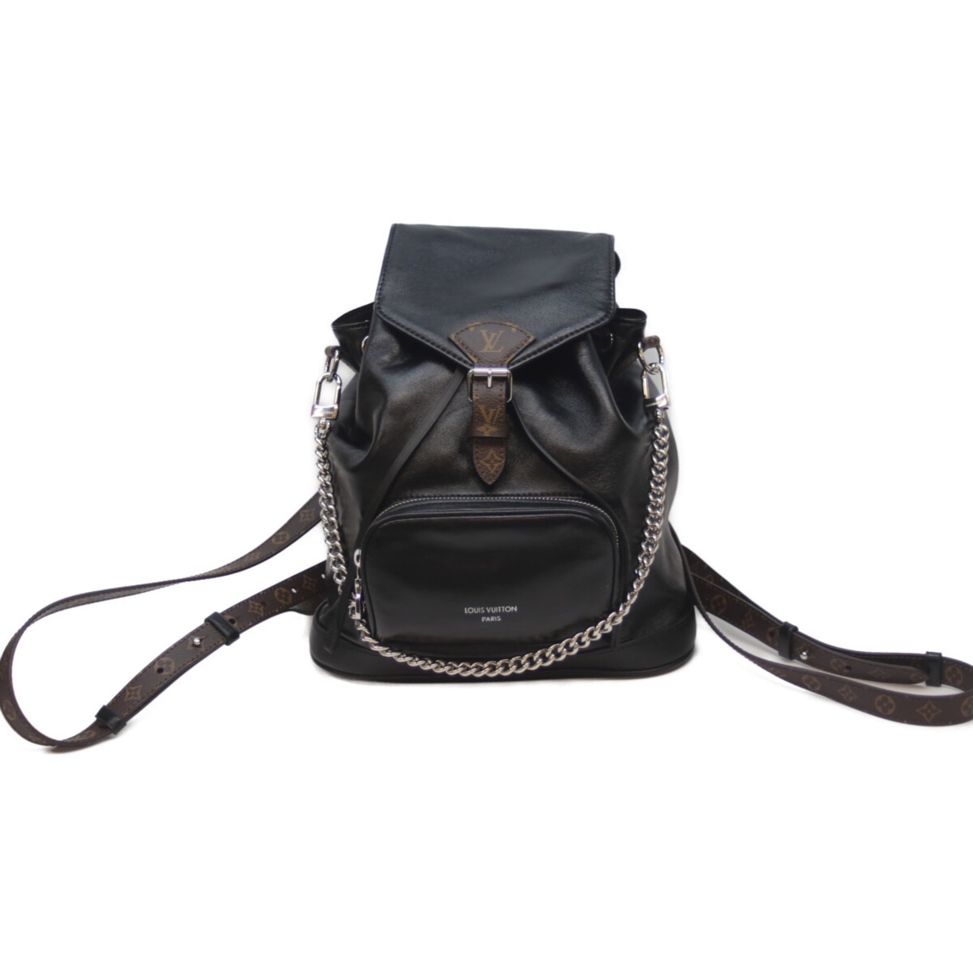 Louis Vuitton Black Brown Leather Backpack (Pre-Owned)